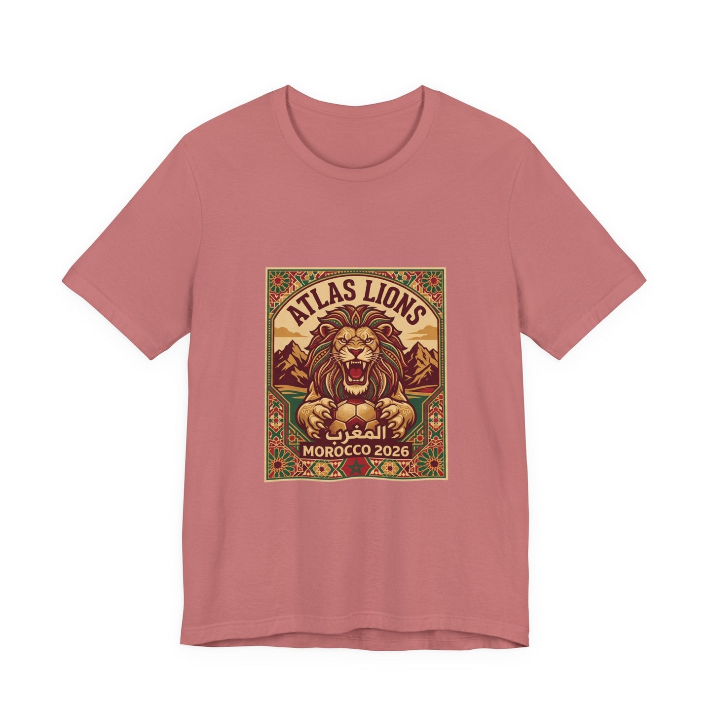 Atlas Lions Morocco 2026 Tee — Vintage Soccer Lion Graphic T-Shirt Printify