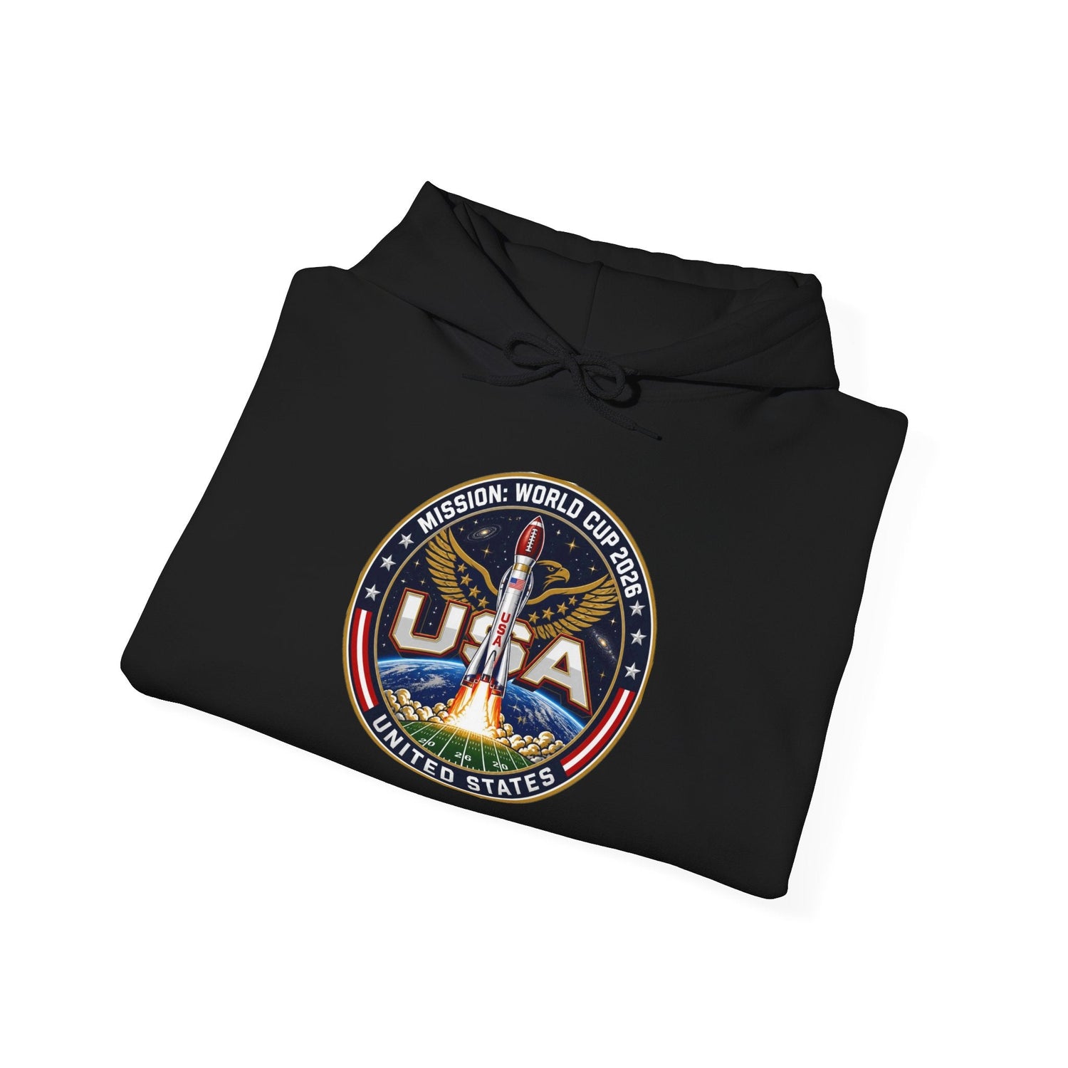 USA Eagle Patch Hoodie – Vintage American Flag Graphic Printify