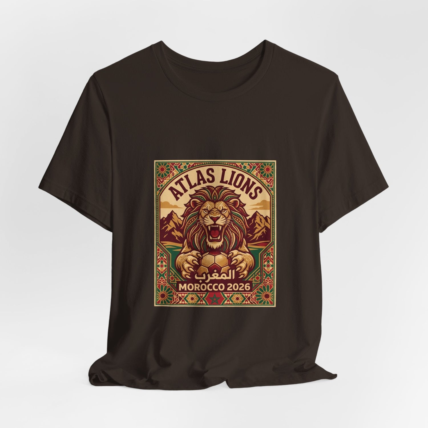 Atlas Lions Morocco 2026 Tee — Vintage Soccer Lion Graphic T-Shirt Printify