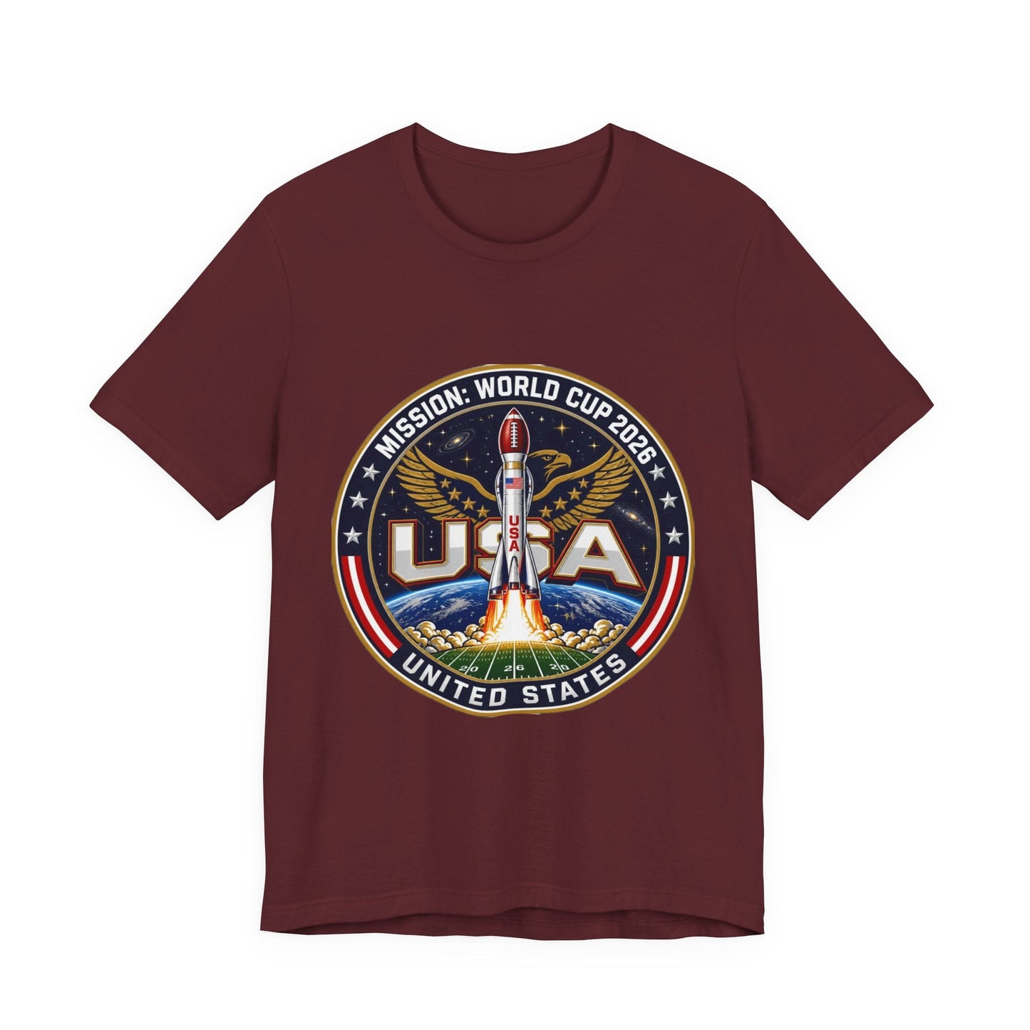 USA Rocket Mission Tee — World Cup 2024 Vintage Space Graphic T-Shirt Printify