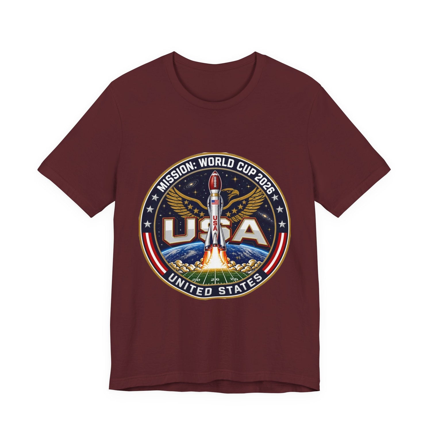 USA Rocket Mission Tee — World Cup 2024 Vintage Space Graphic T-Shirt Printify