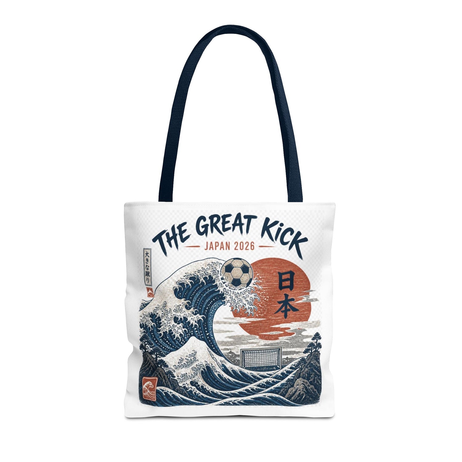 The Great Kick Japan Soccer Tote Bag — Japanese Wave Football Design Printify