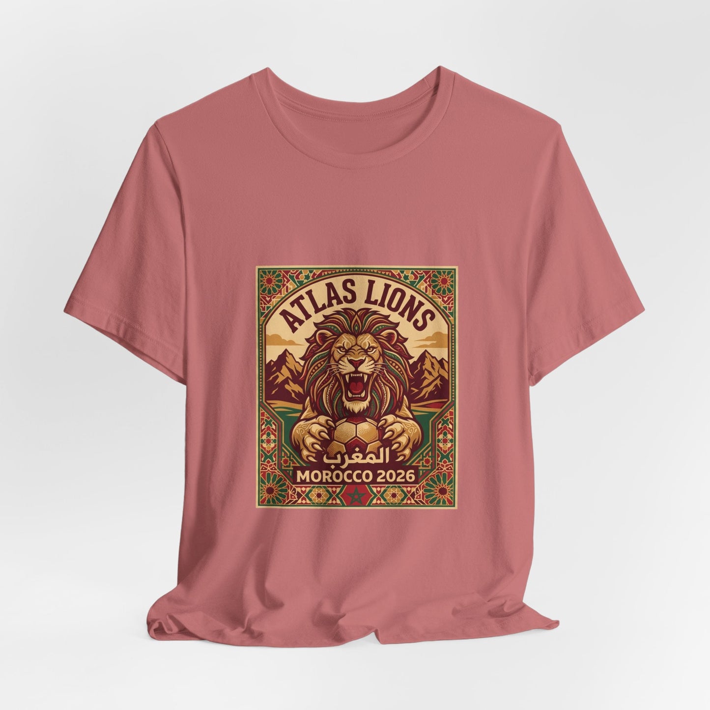 Atlas Lions Morocco 2026 Tee — Vintage Soccer Lion Graphic T-Shirt Printify