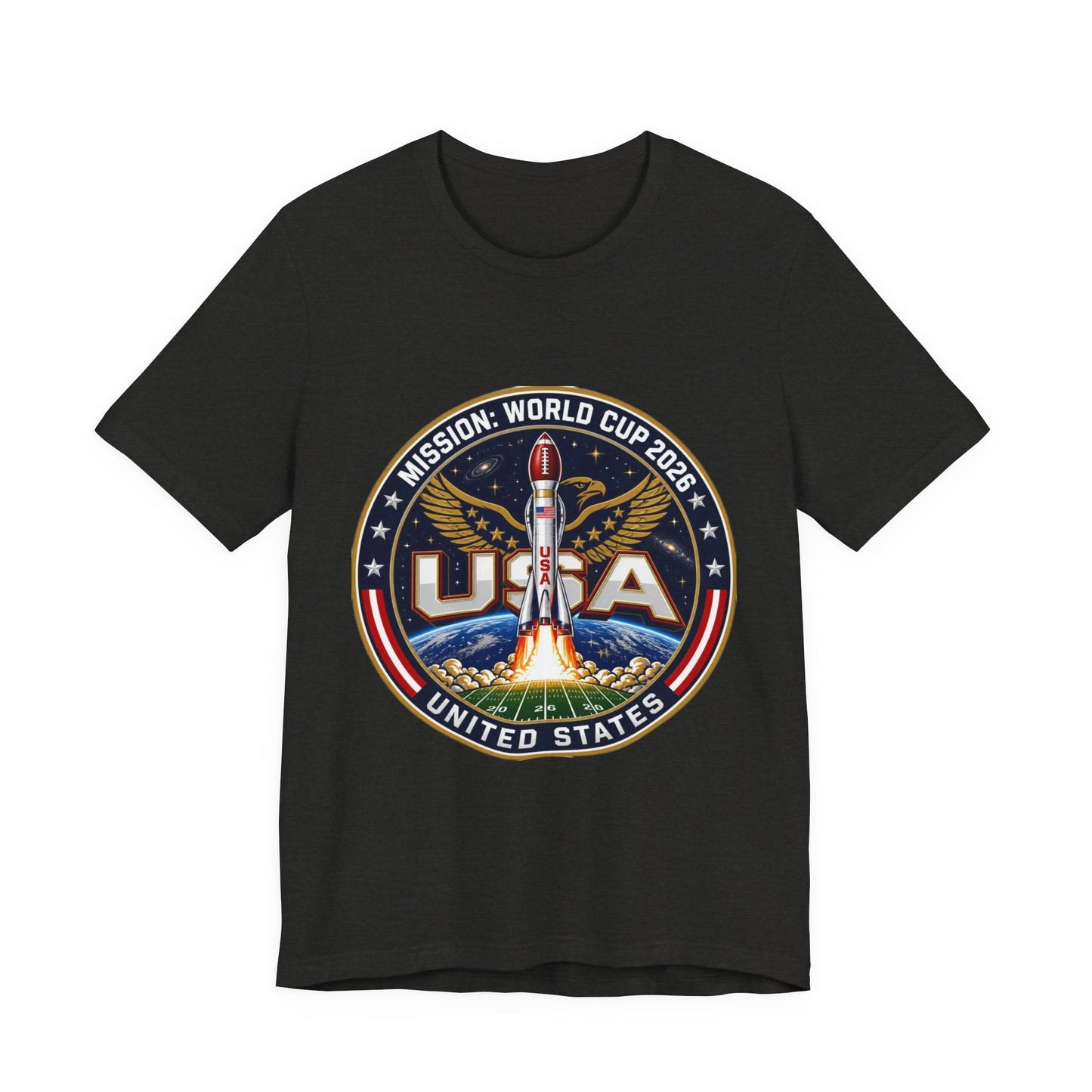 USA Rocket Mission Tee — World Cup 2024 Vintage Space Graphic T-Shirt Printify