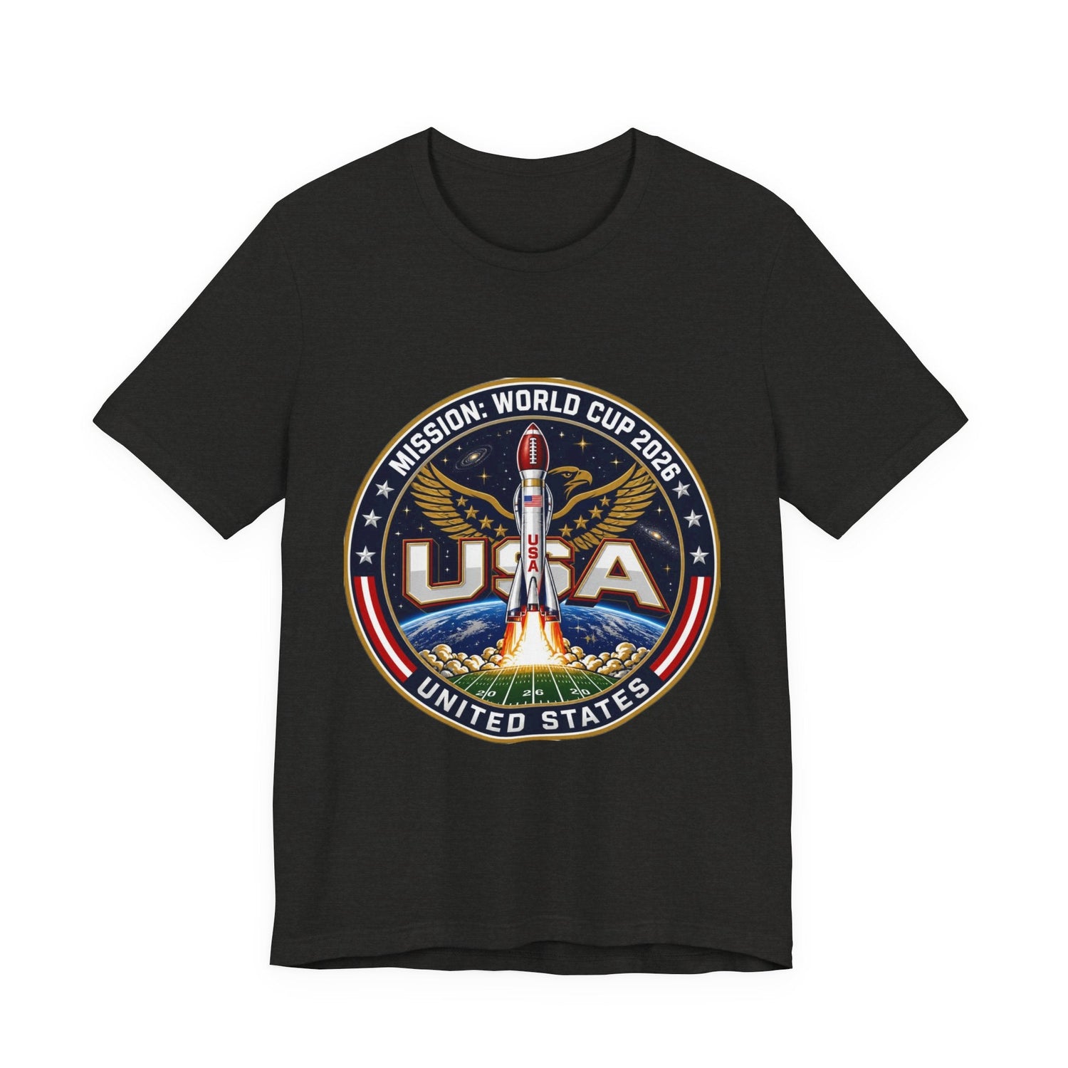 USA Rocket Mission Tee — World Cup 2024 Vintage Space Graphic T-Shirt Printify