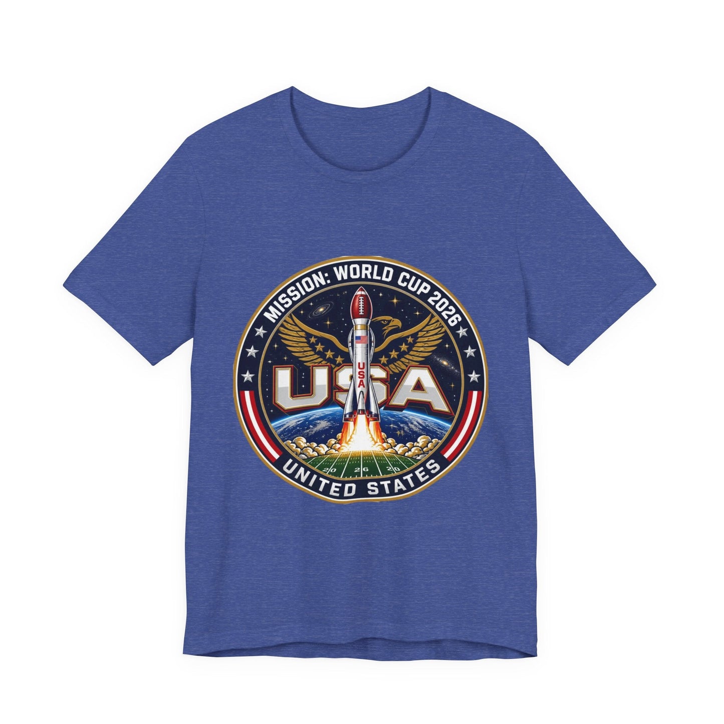 USA Rocket Mission Tee — World Cup 2024 Vintage Space Graphic T-Shirt Printify