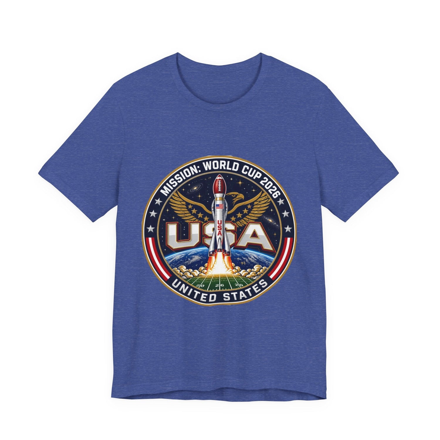 USA Rocket Mission Tee — World Cup 2024 Vintage Space Graphic T-Shirt Printify