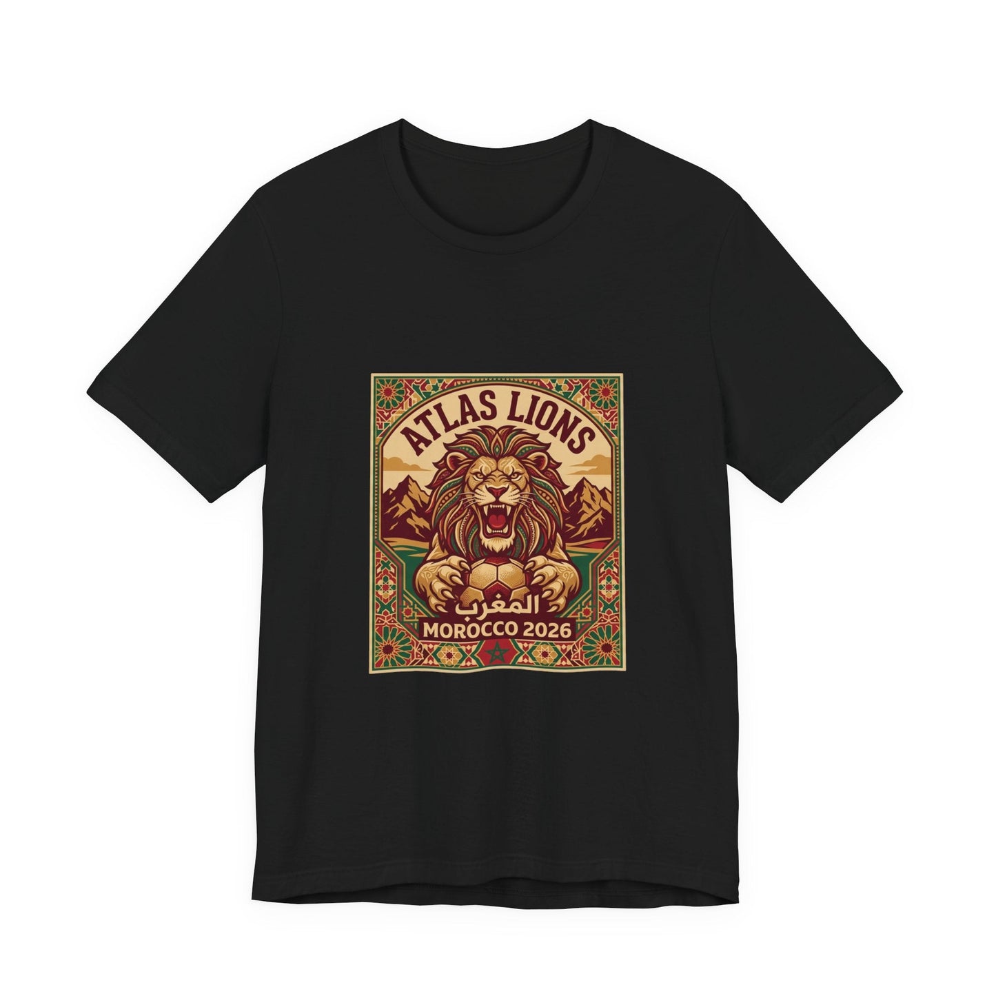 Atlas Lions Morocco 2026 Tee — Vintage Soccer Lion Graphic T-Shirt Printify