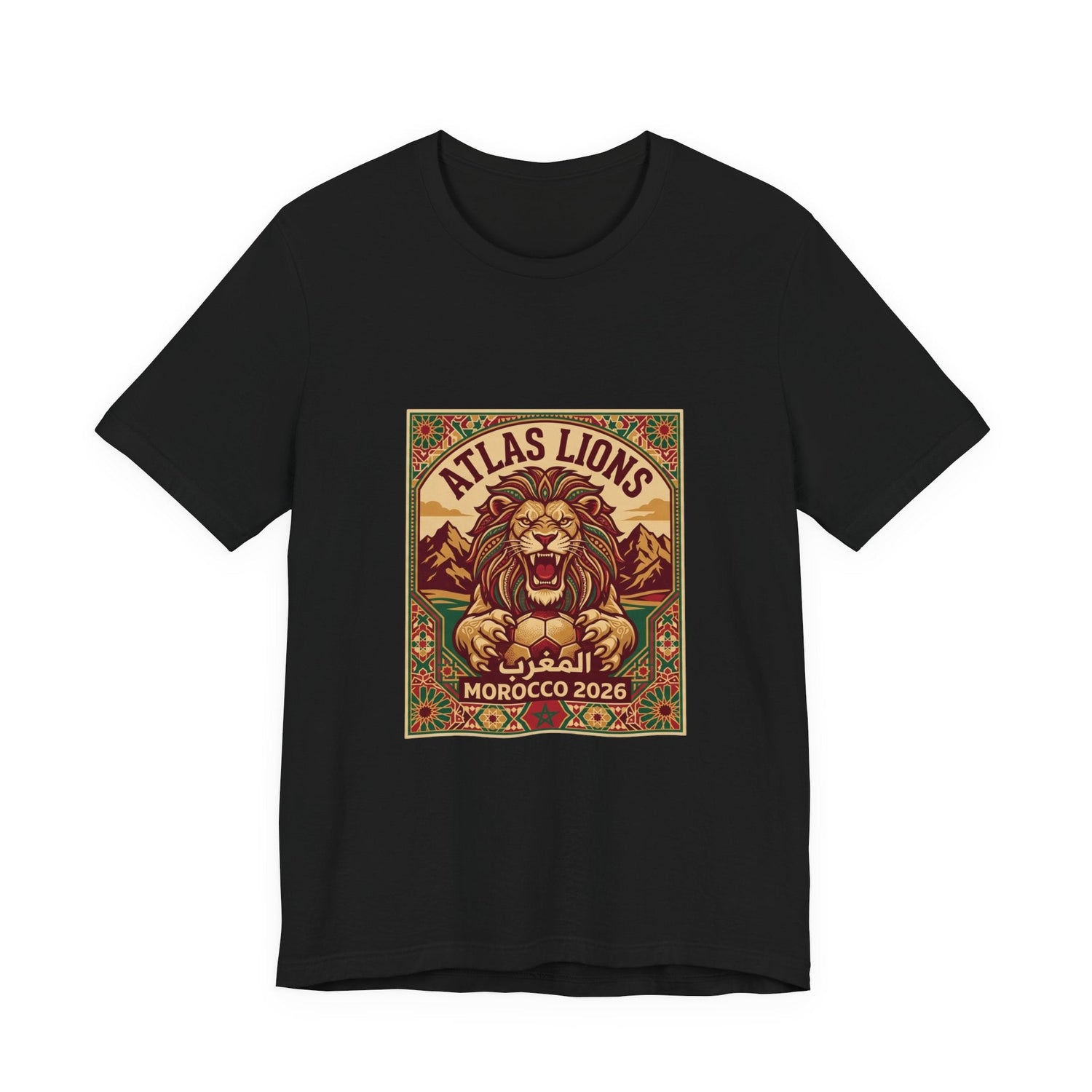 Atlas Lions Morocco 2026 Tee — Vintage Soccer Lion Graphic T-Shirt Printify