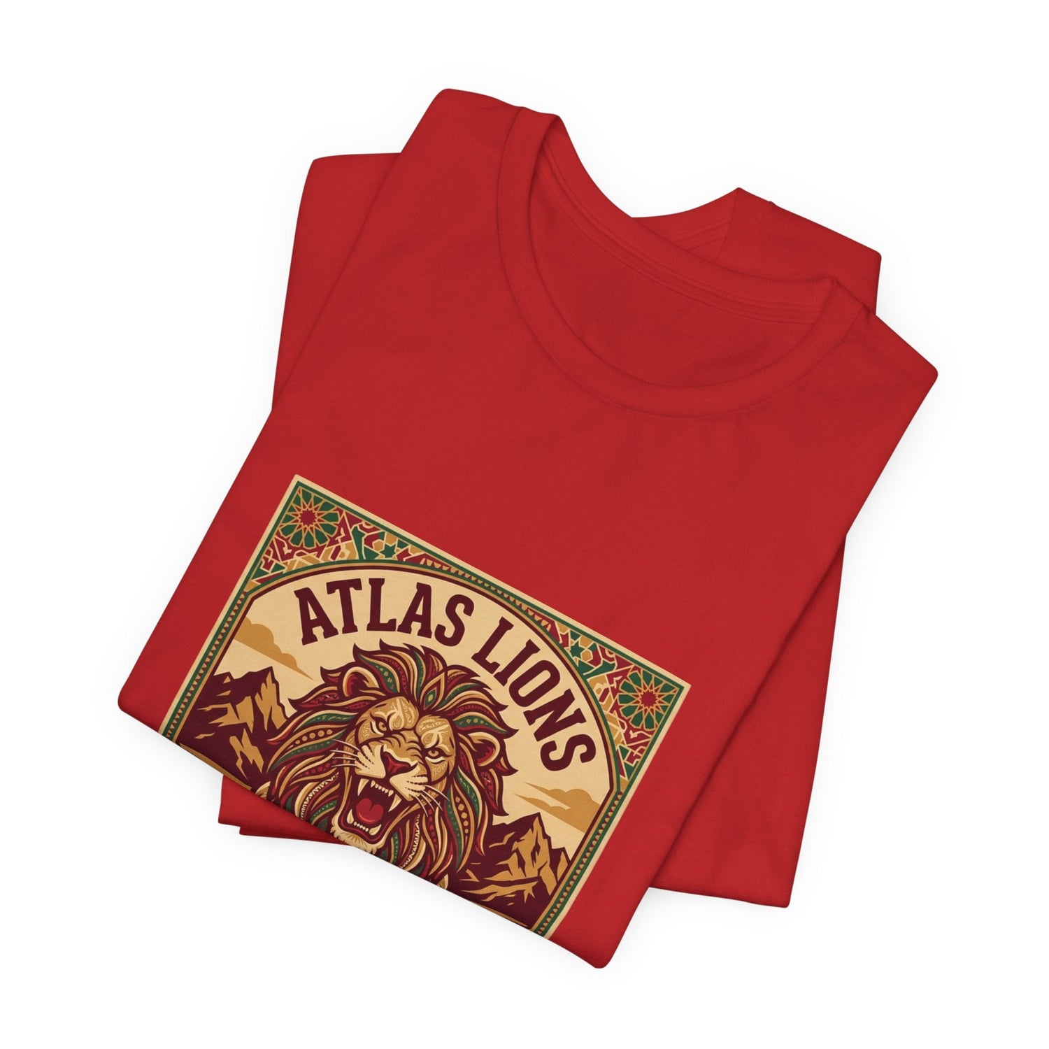 Atlas Lions Morocco 2026 Tee — Vintage Soccer Lion Graphic T-Shirt Printify