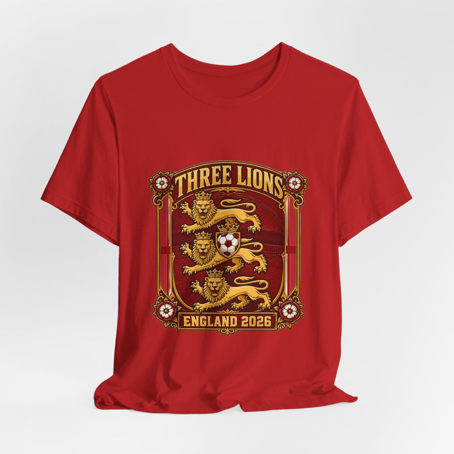 Three Lions England 2026 T‑Shirt — Vintage Football Crest Tee Printify