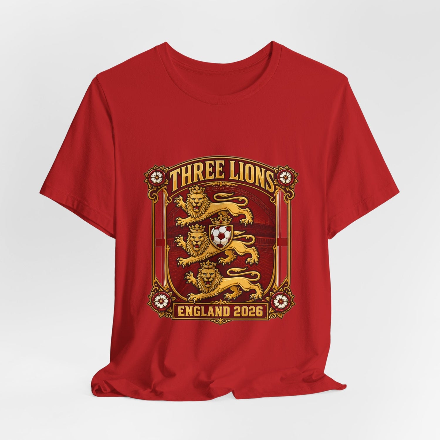 Three Lions England 2026 T‑Shirt — Vintage Football Crest Tee Printify