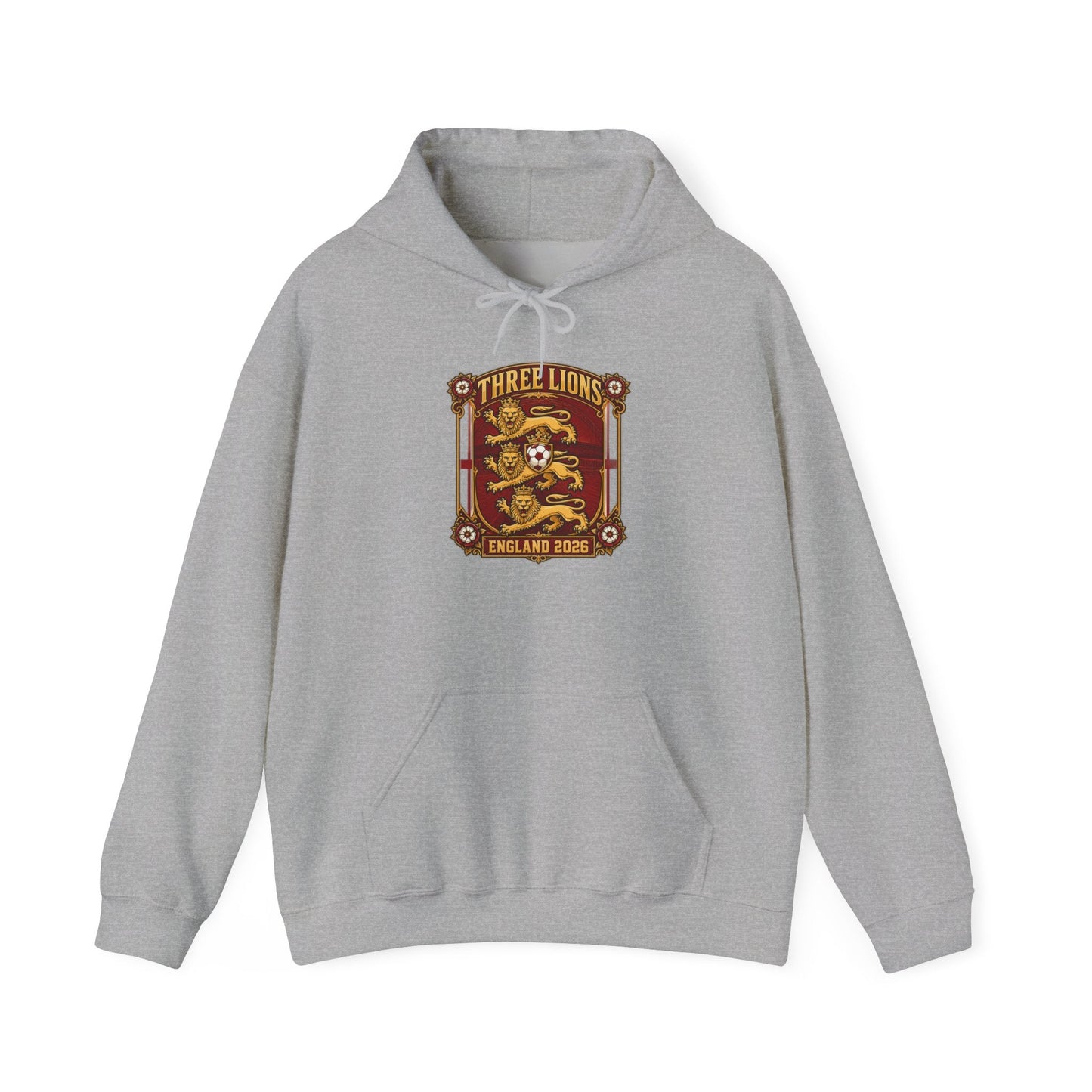 Three Lions England 2024 Hoodie — Retro Football Crest Hooded Sweatshirt Printify