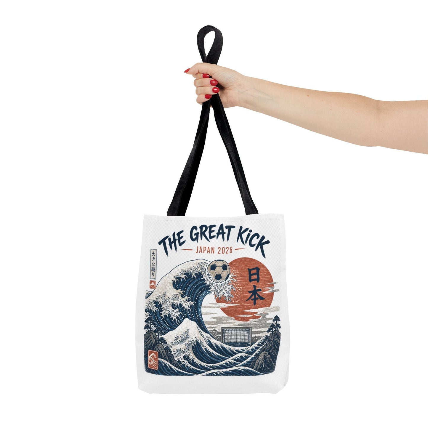 The Great Kick Japan Soccer Tote Bag — Japanese Wave Football Design Printify