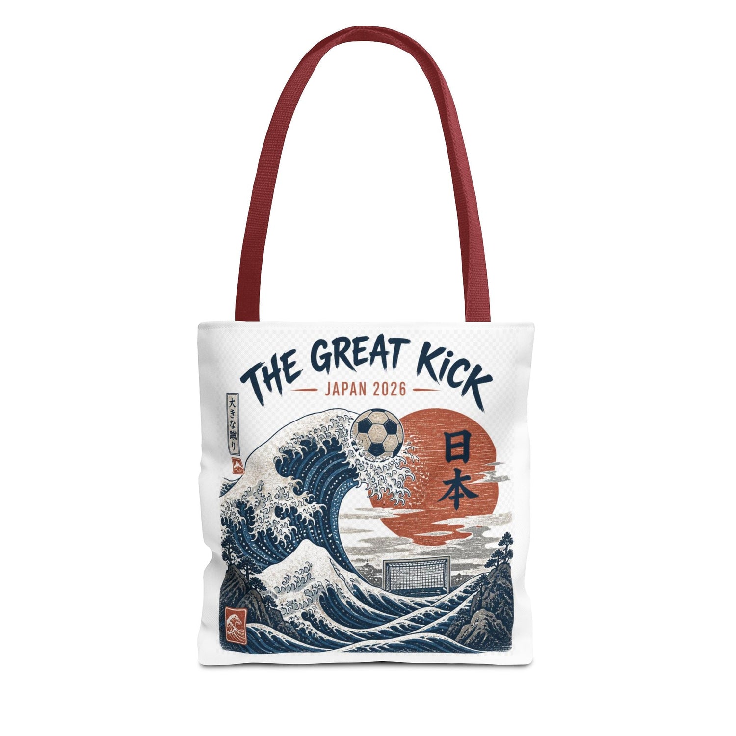The Great Kick Japan Soccer Tote Bag — Japanese Wave Football Design Printify