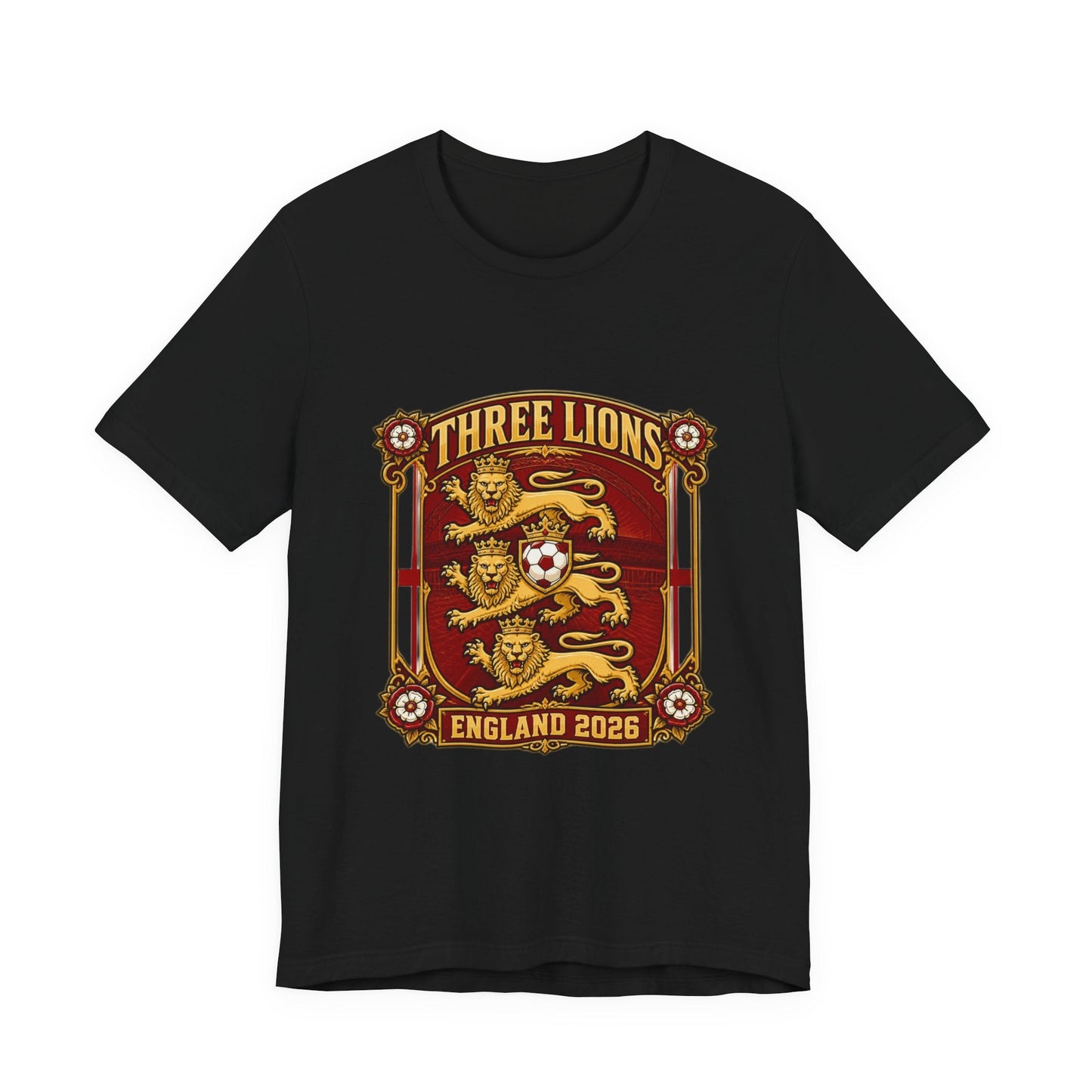 Three Lions England 2026 T‑Shirt — Vintage Football Crest Tee Printify