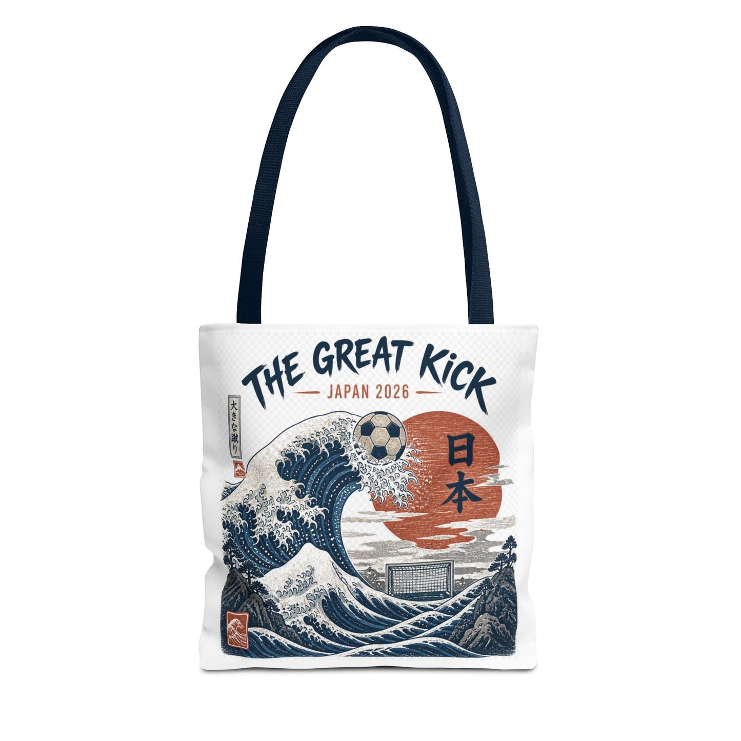 The Great Kick Japan Soccer Tote Bag — Japanese Wave Football Design Printify