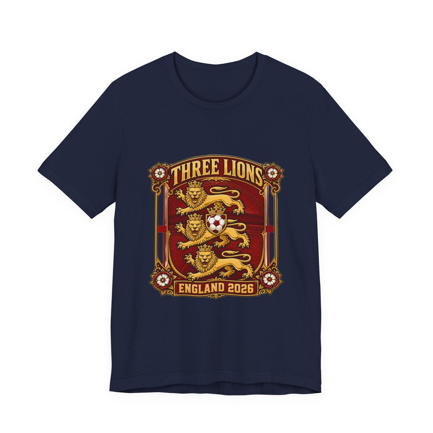 Three Lions England 2026 T‑Shirt — Vintage Football Crest Tee Printify