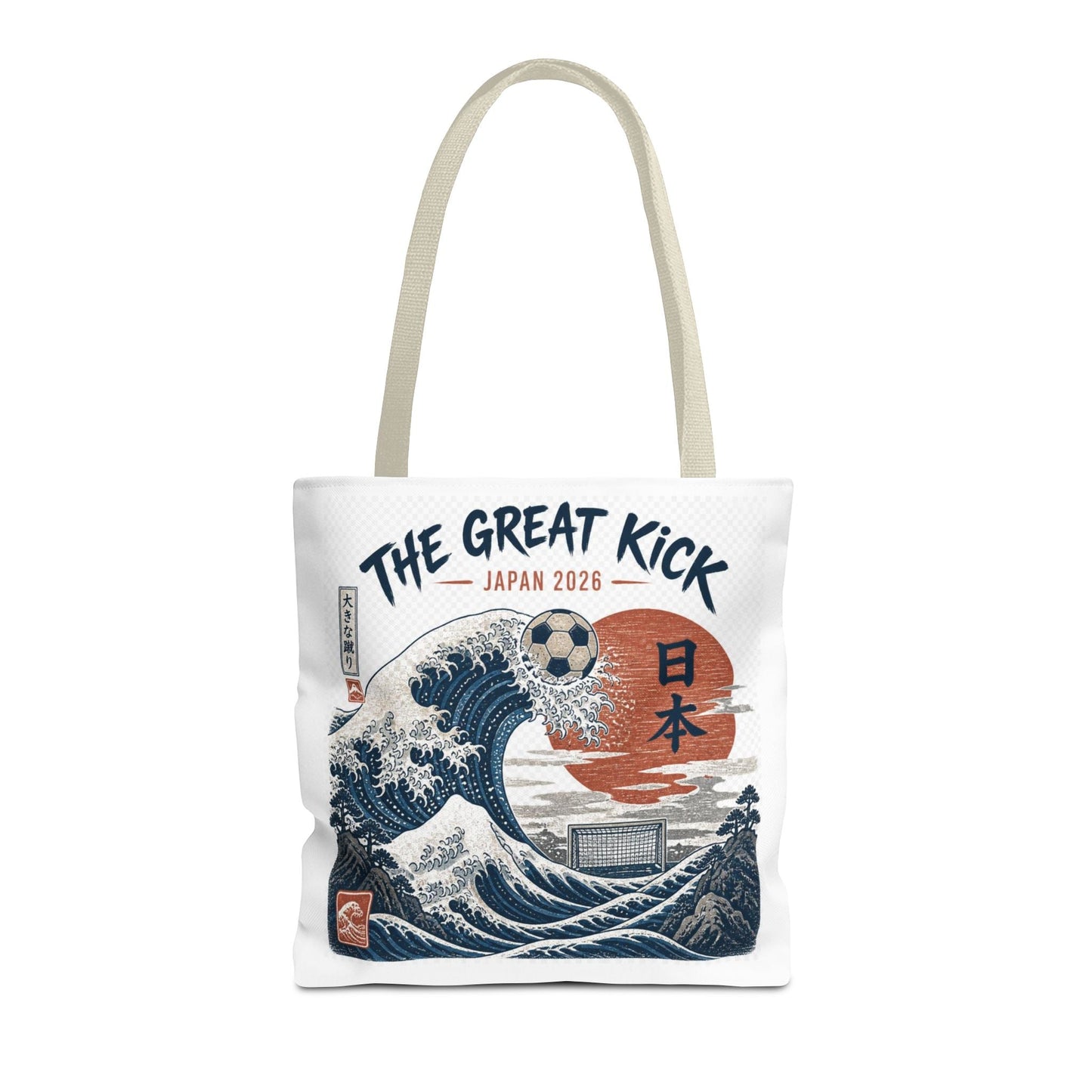 The Great Kick Japan Soccer Tote Bag — Japanese Wave Football Design Printify