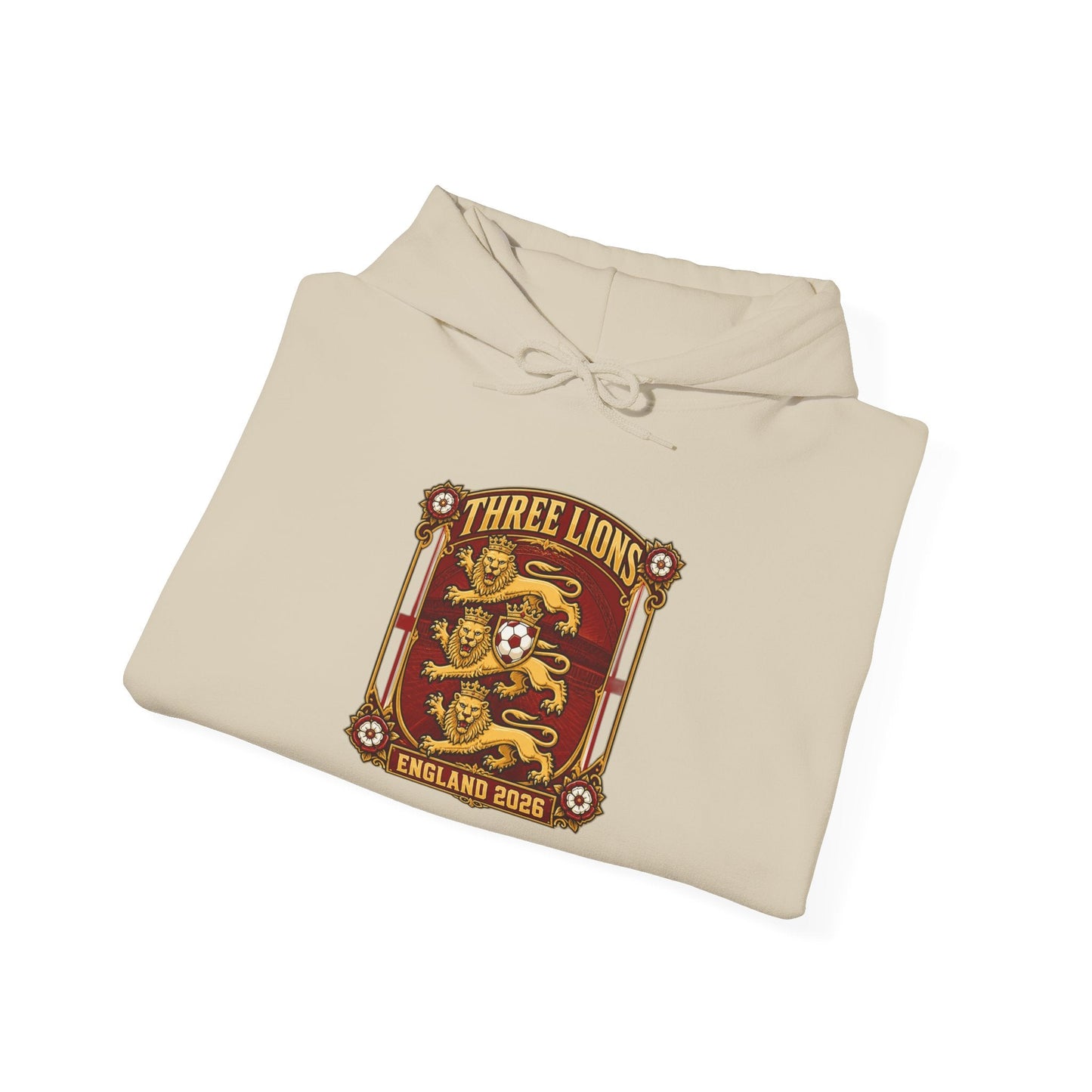 Three Lions England 2024 Hoodie — Retro Football Crest Hooded Sweatshirt Printify