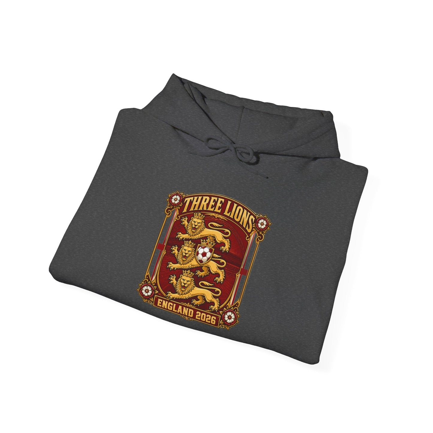 Three Lions England 2024 Hoodie — Retro Football Crest Hooded Sweatshirt Printify
