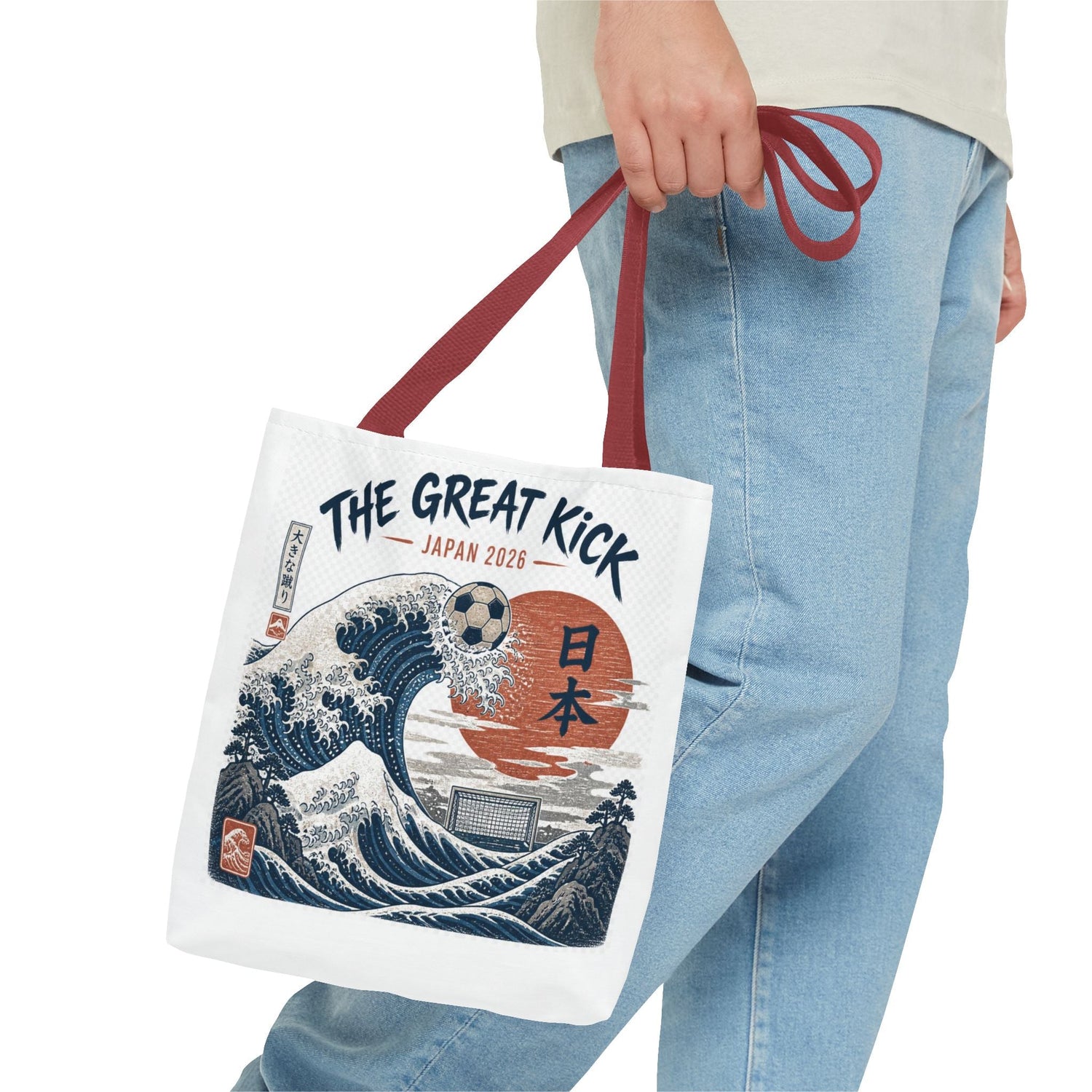 The Great Kick Japan Soccer Tote Bag — Japanese Wave Football Design Printify