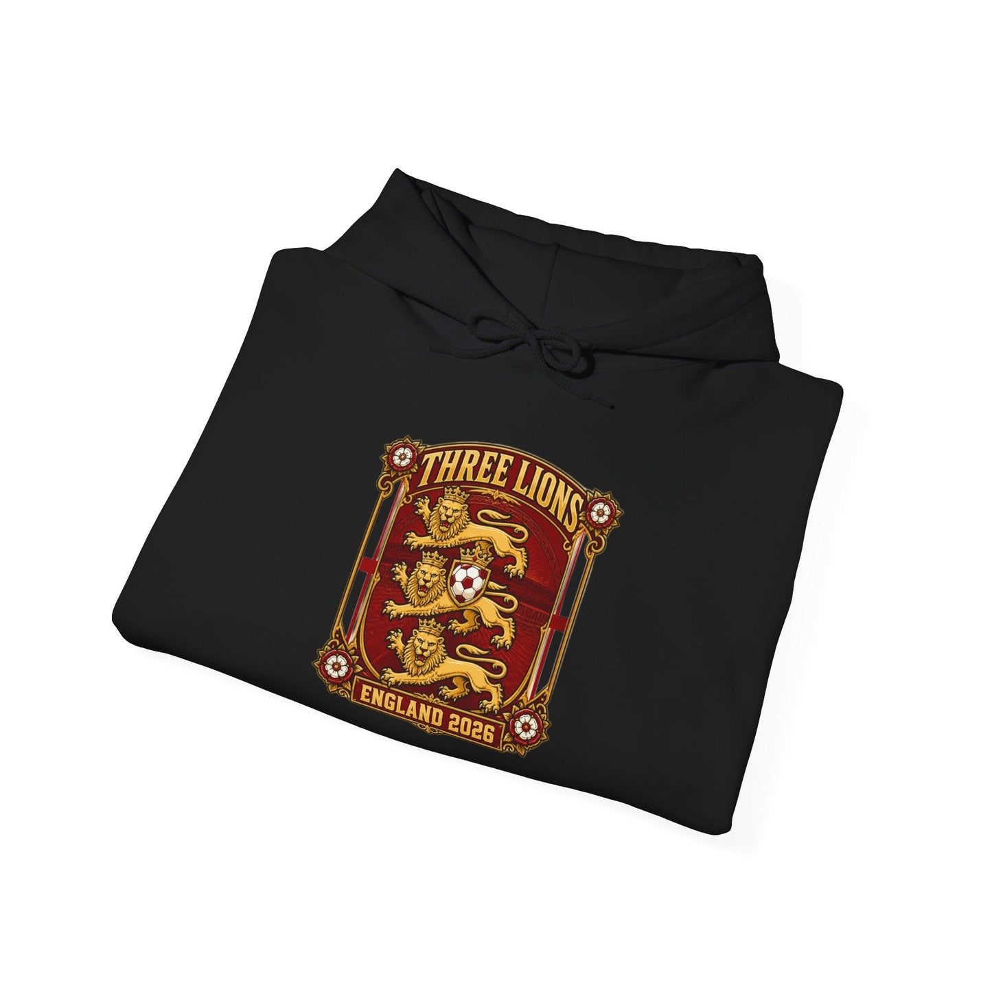 Three Lions England 2024 Hoodie — Retro Football Crest Hooded Sweatshirt Printify