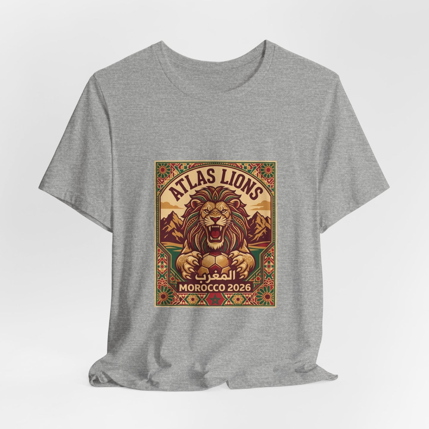 Atlas Lions Morocco 2026 Tee — Vintage Soccer Lion Graphic T-Shirt Printify