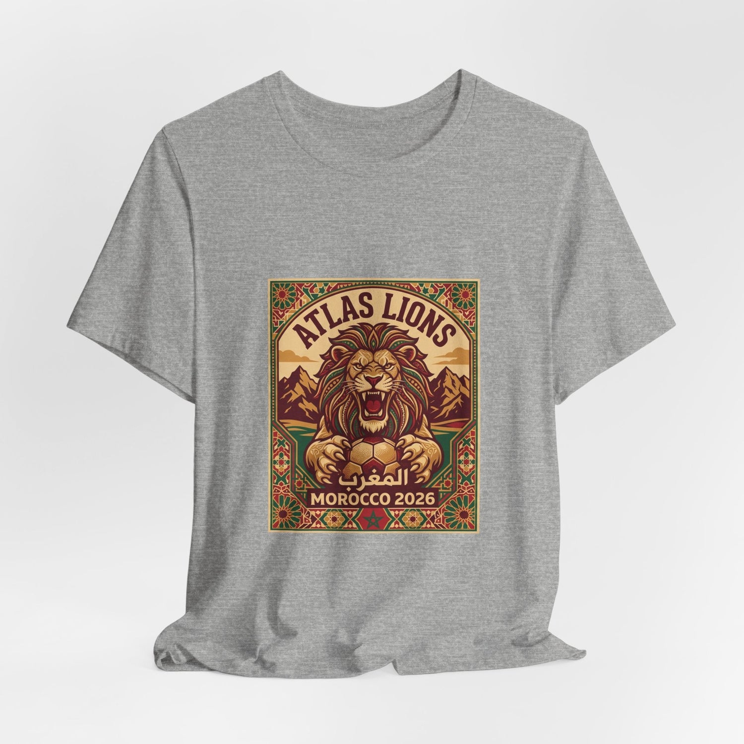 Atlas Lions Morocco 2026 Tee — Vintage Soccer Lion Graphic T-Shirt Printify