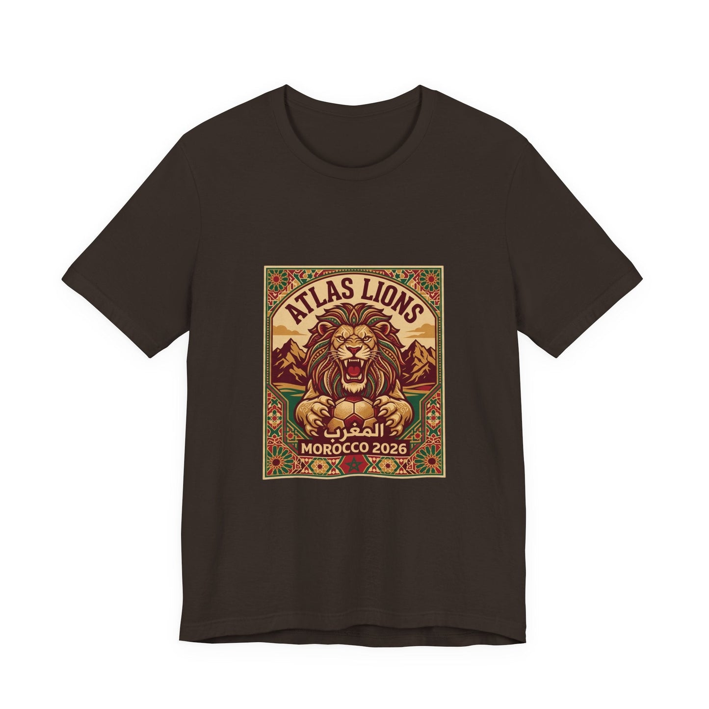 Atlas Lions Morocco 2026 Tee — Vintage Soccer Lion Graphic T-Shirt Printify