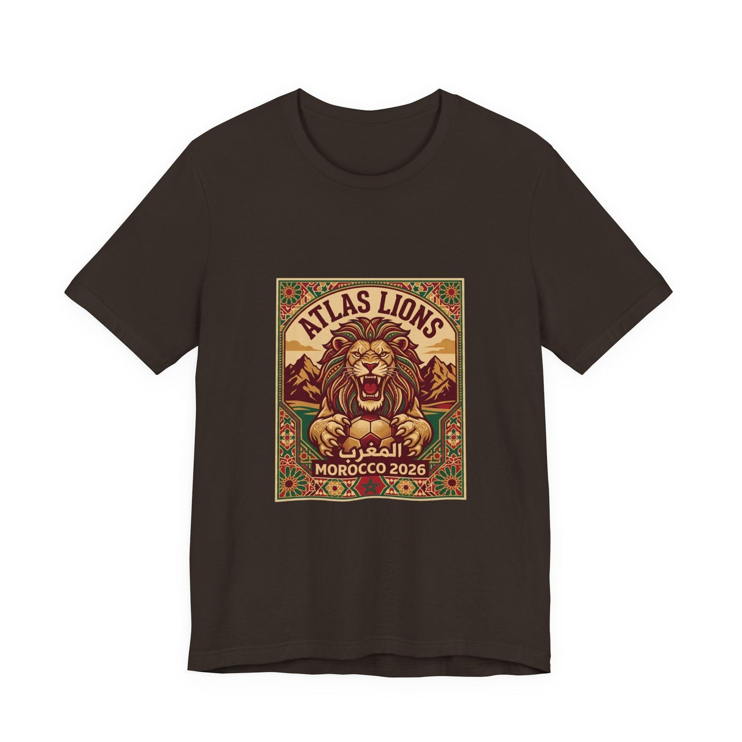 Atlas Lions Morocco 2026 Tee — Vintage Soccer Lion Graphic T-Shirt Printify