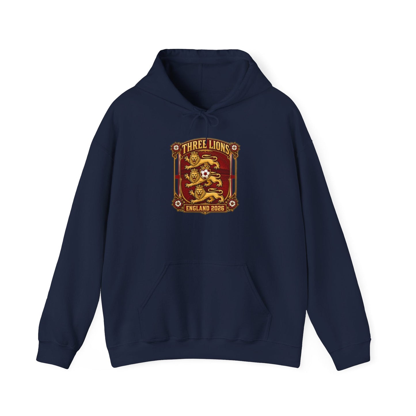 Three Lions England 2024 Hoodie — Retro Football Crest Hooded Sweatshirt Printify