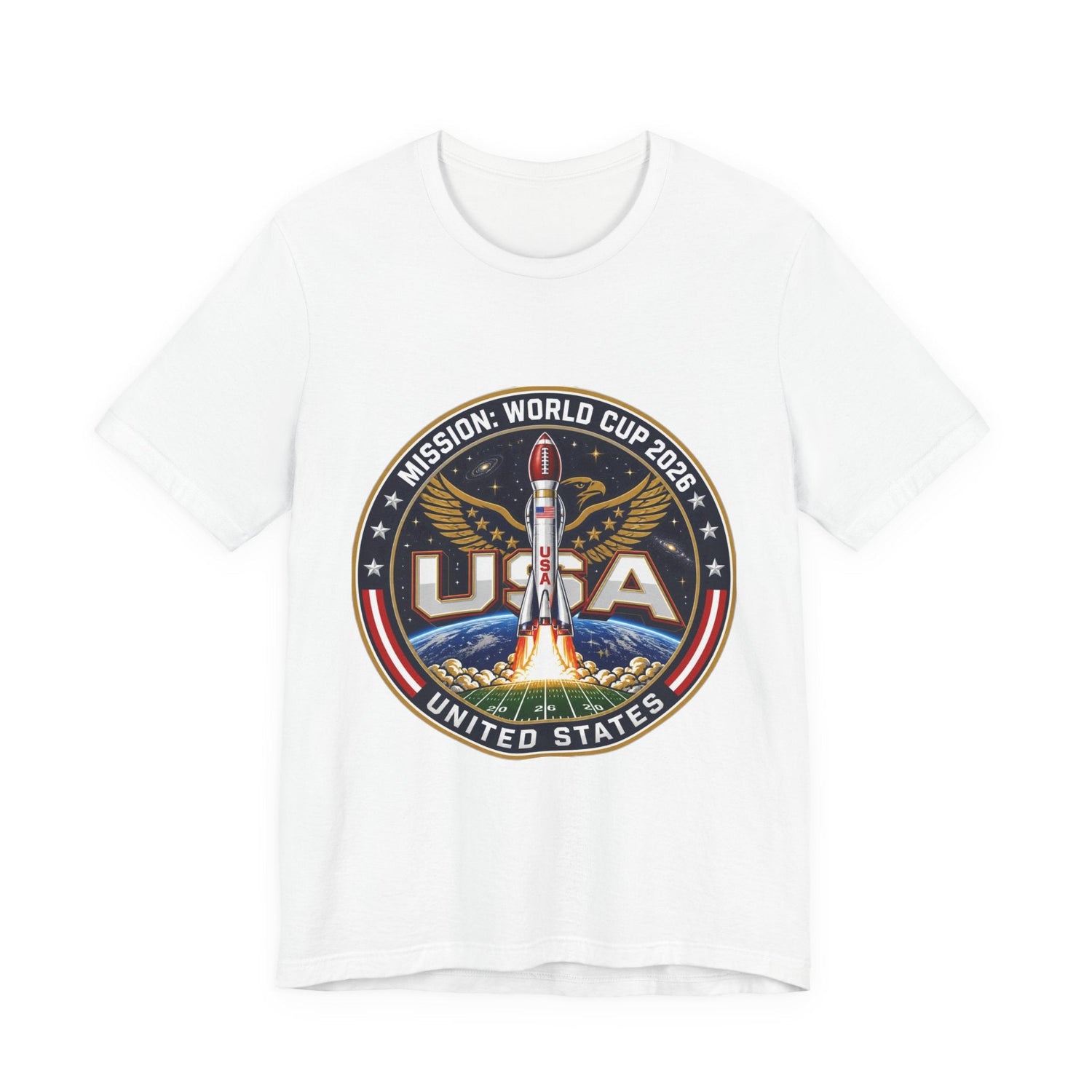 USA Rocket Mission Tee — World Cup 2024 Vintage Space Graphic T-Shirt Printify