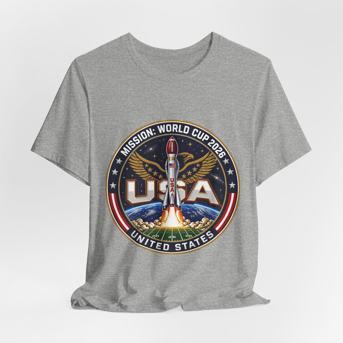 USA Rocket Mission Tee — World Cup 2024 Vintage Space Graphic T-Shirt Printify