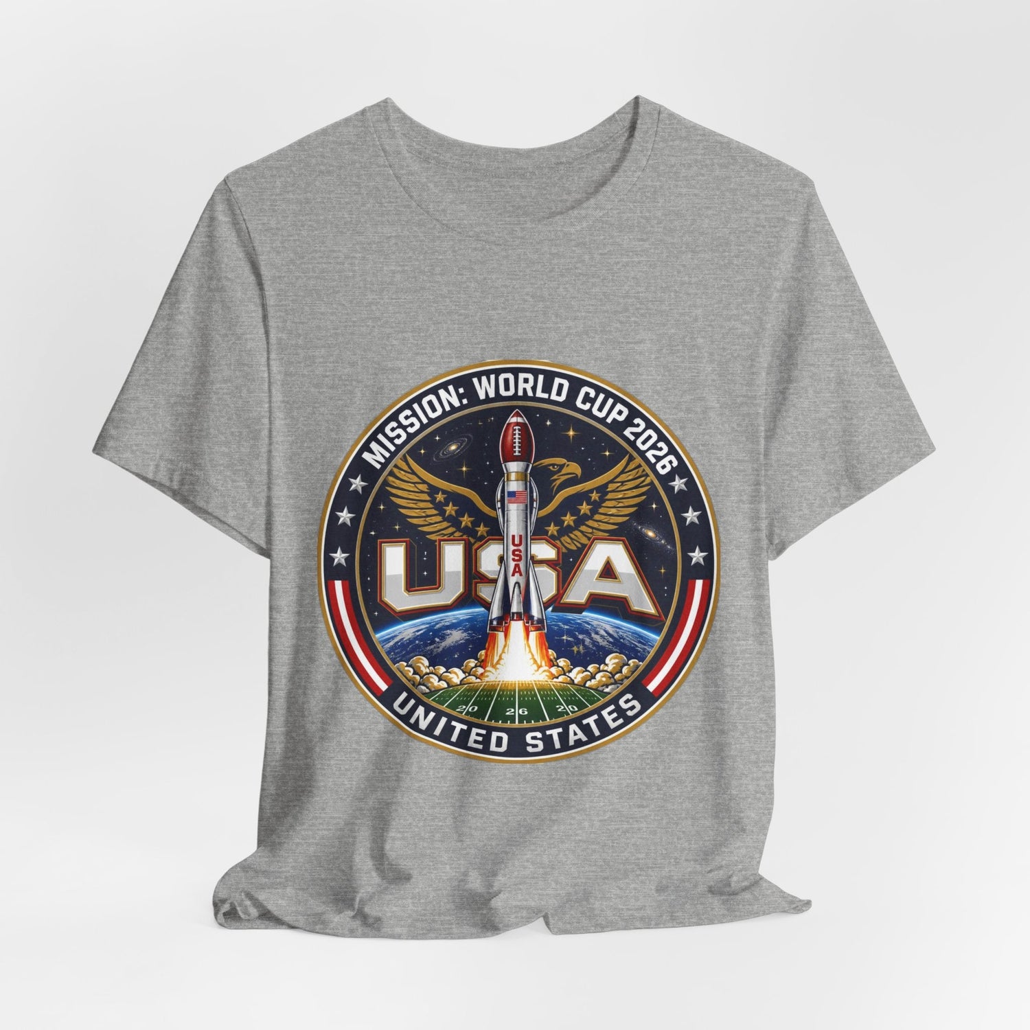 USA Rocket Mission Tee — World Cup 2024 Vintage Space Graphic T-Shirt Printify