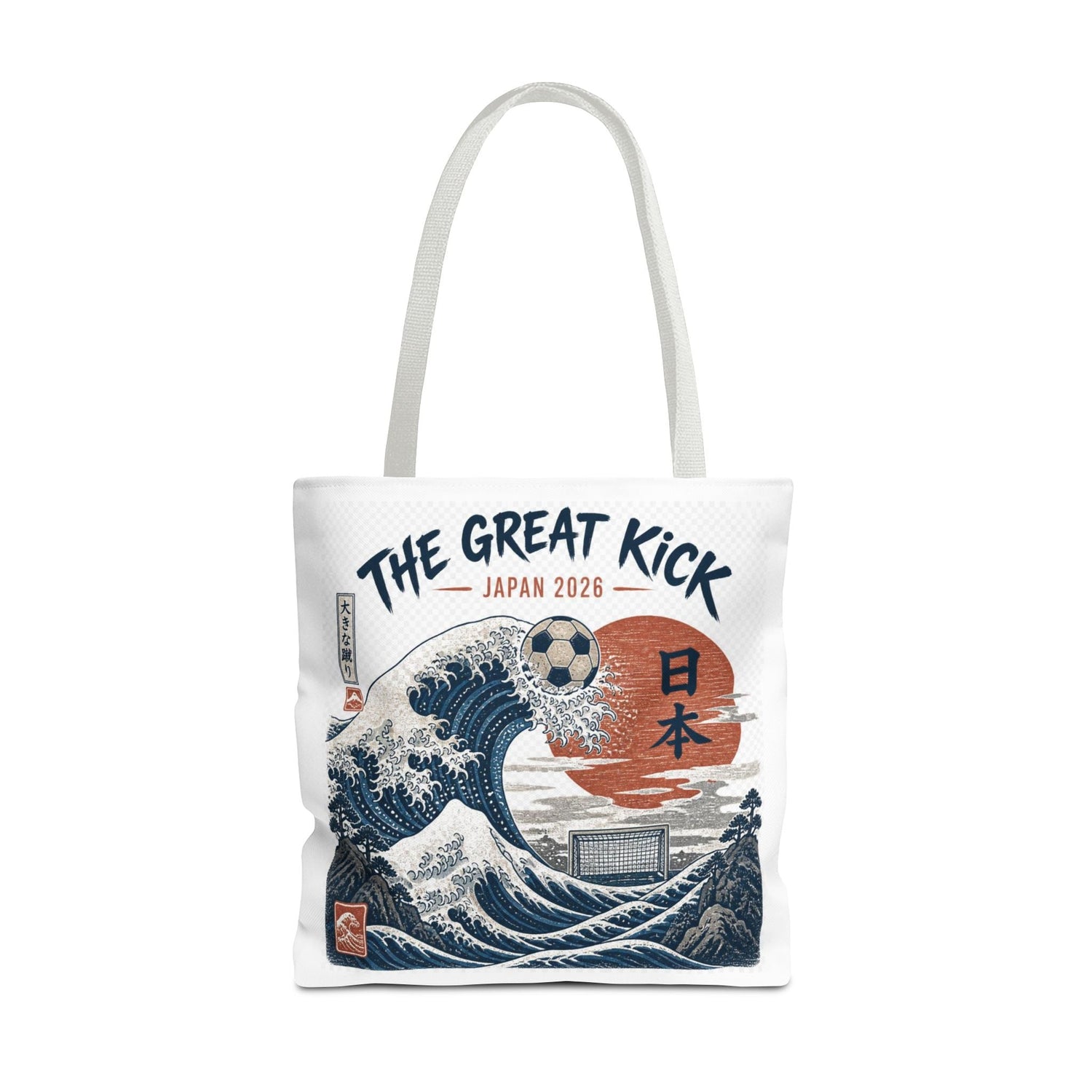 The Great Kick Japan Soccer Tote Bag — Japanese Wave Football Design Printify