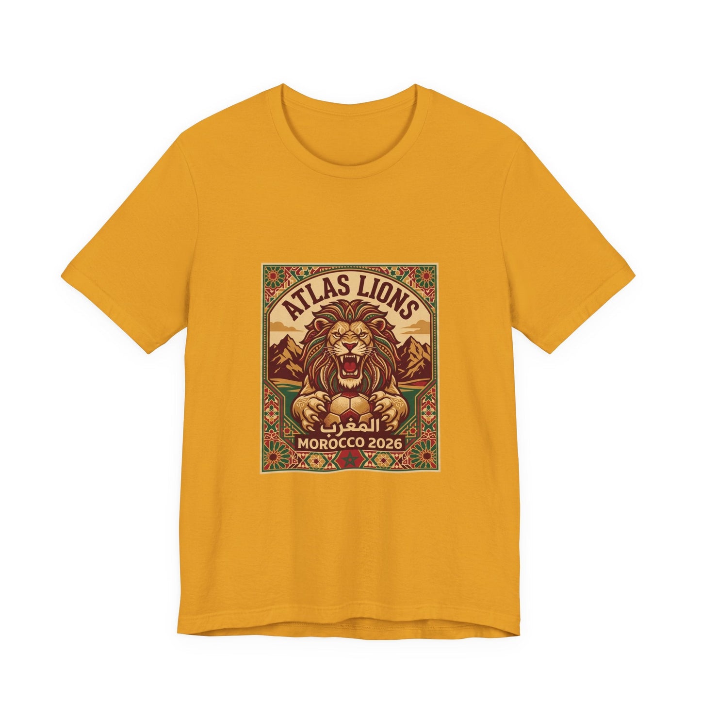 Atlas Lions Morocco 2026 Tee — Vintage Soccer Lion Graphic T-Shirt Printify