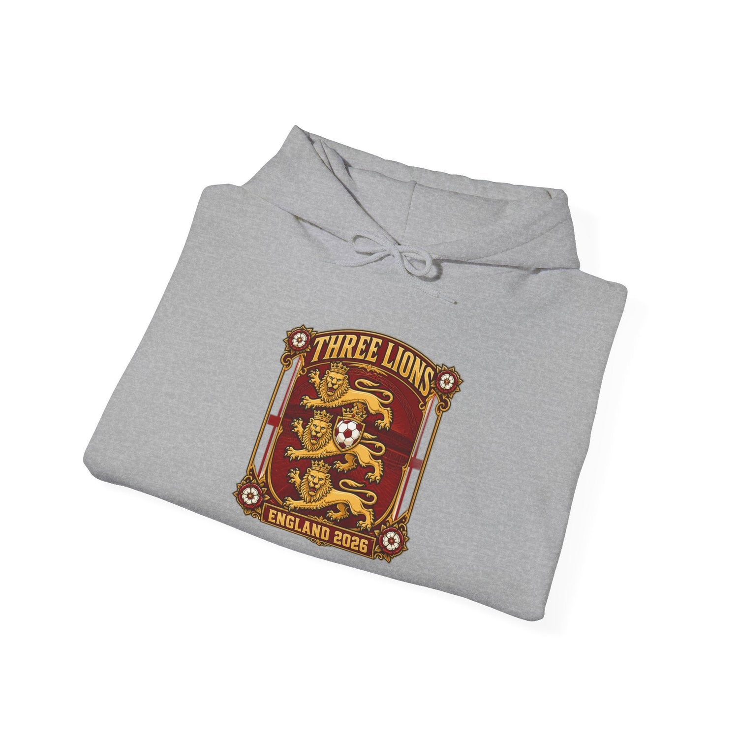 Three Lions England 2024 Hoodie — Retro Football Crest Hooded Sweatshirt Printify