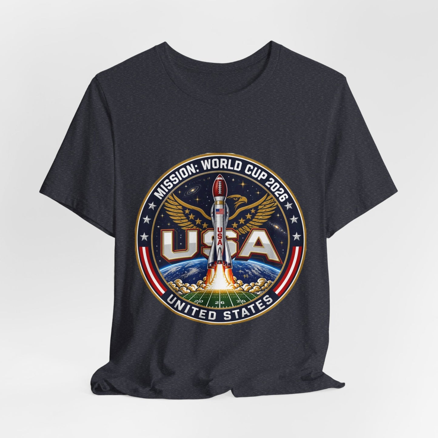 USA Rocket Mission Tee — World Cup 2024 Vintage Space Graphic T-Shirt Printify