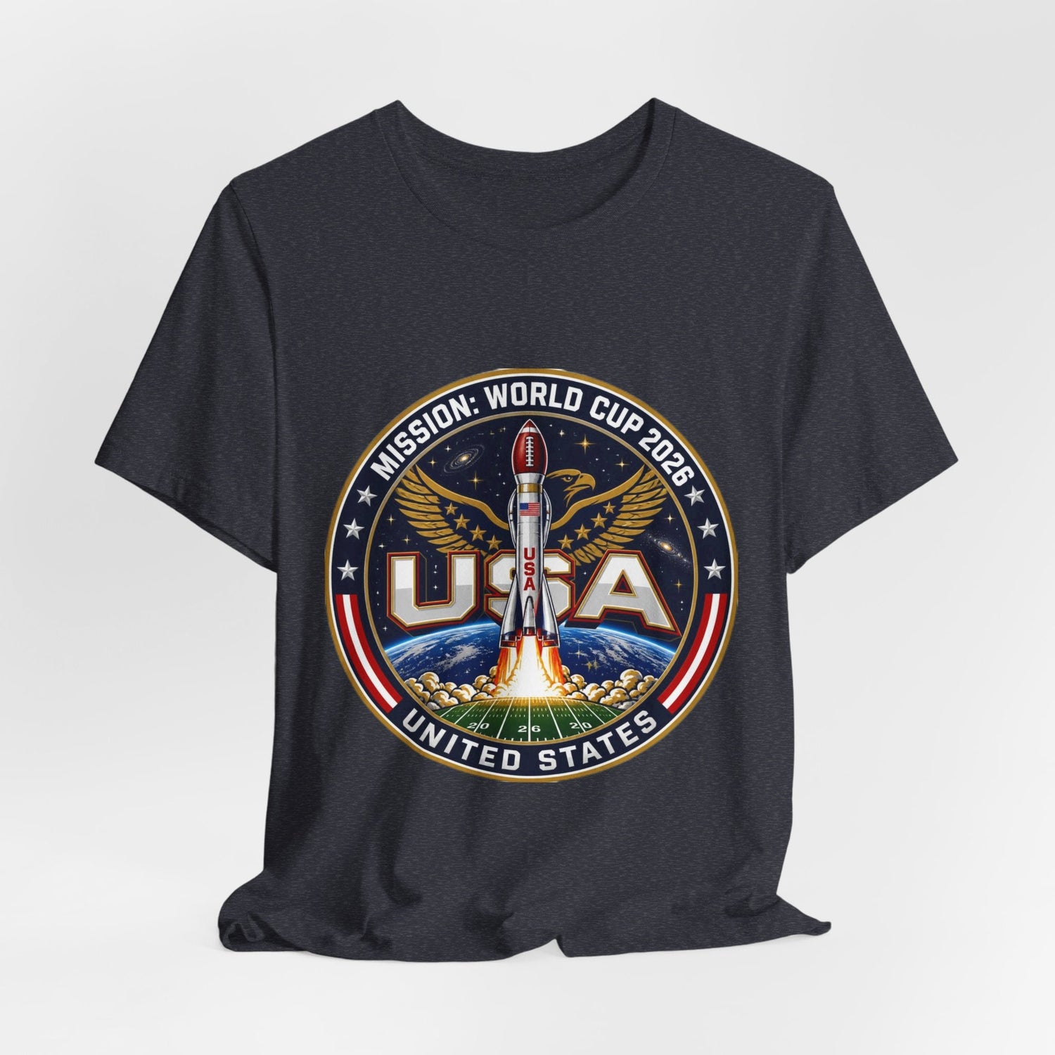 USA Rocket Mission Tee — World Cup 2024 Vintage Space Graphic T-Shirt Printify