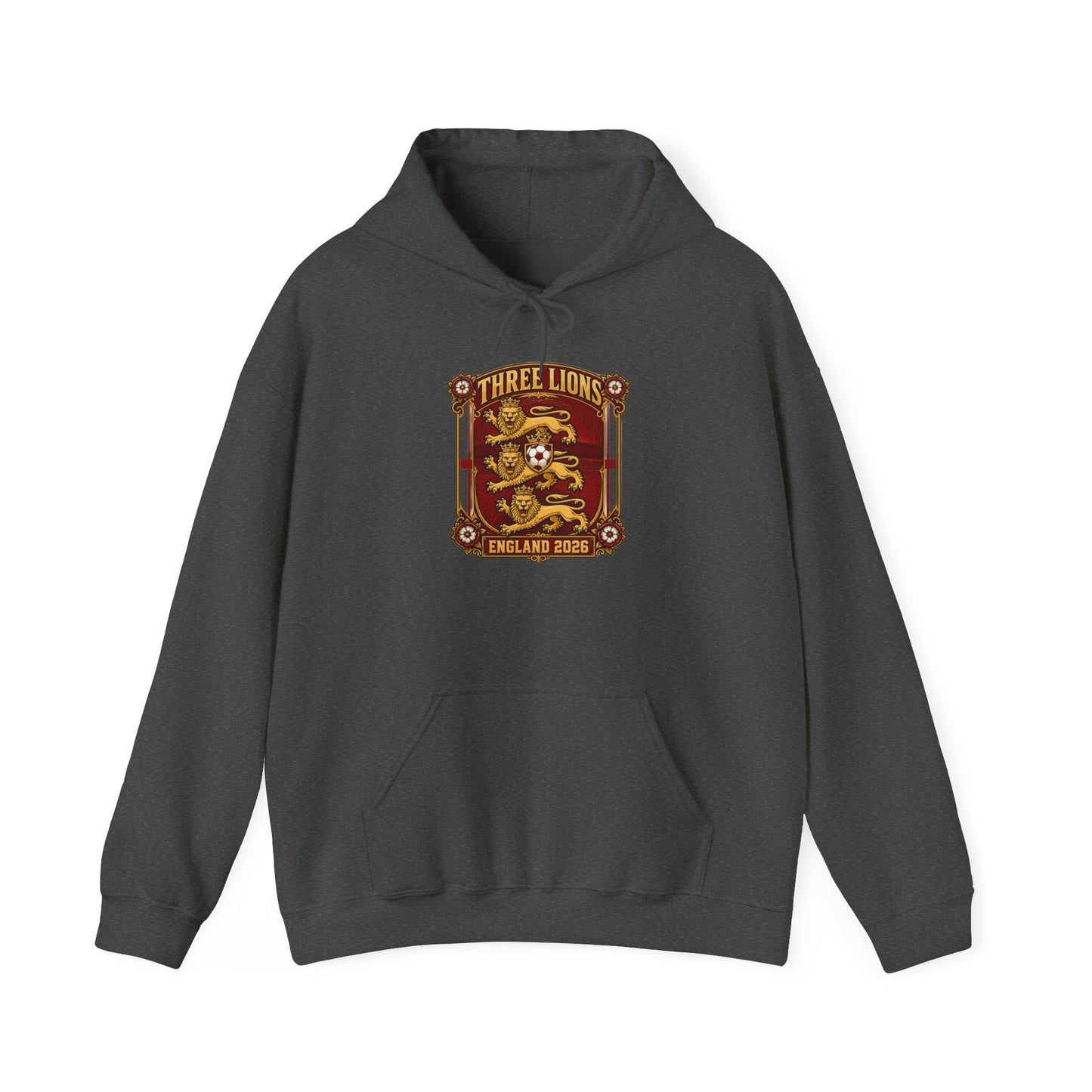 Three Lions England 2024 Hoodie — Retro Football Crest Hooded Sweatshirt Printify