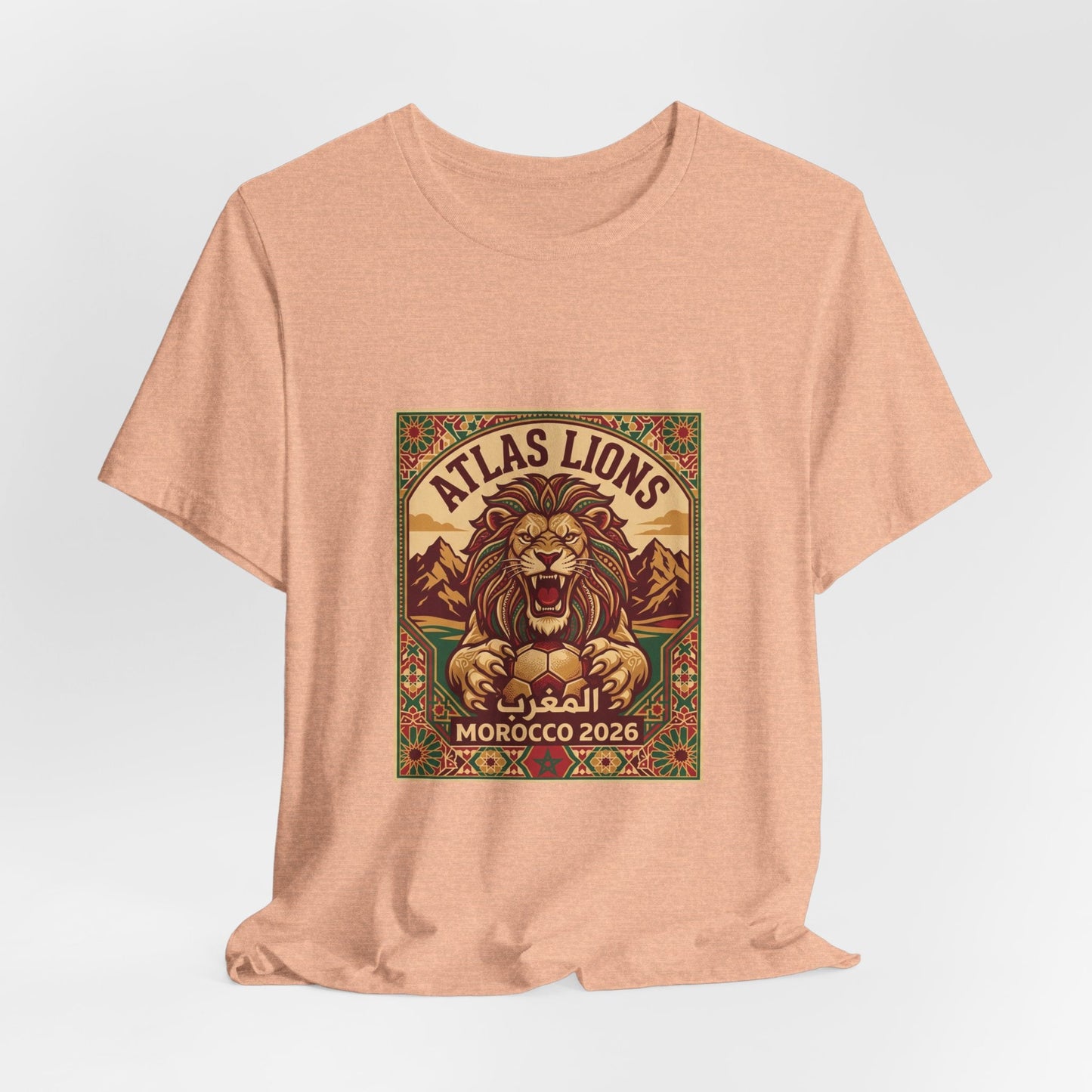 Atlas Lions Morocco 2026 Tee — Vintage Soccer Lion Graphic T-Shirt Printify