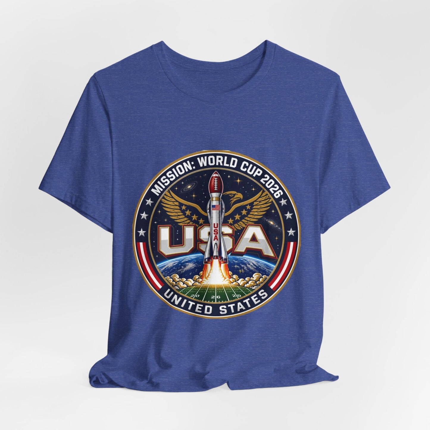USA Rocket Mission Tee — World Cup 2024 Vintage Space Graphic T-Shirt Printify