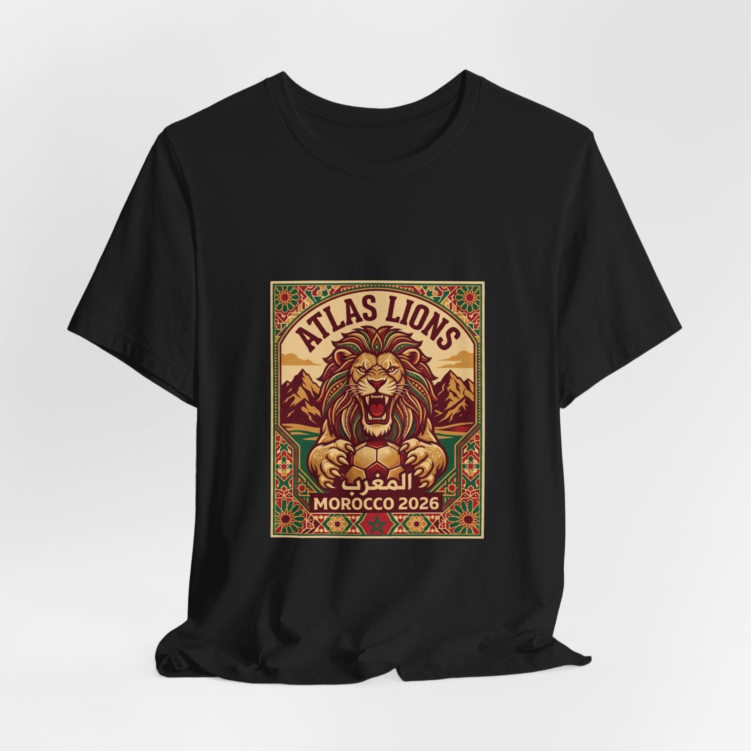 Atlas Lions Morocco 2026 Tee — Vintage Soccer Lion Graphic T-Shirt Printify