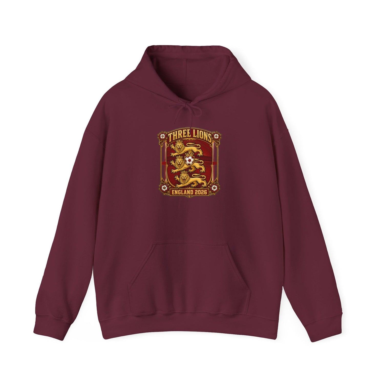 Three Lions England 2024 Hoodie — Retro Football Crest Hooded Sweatshirt Printify