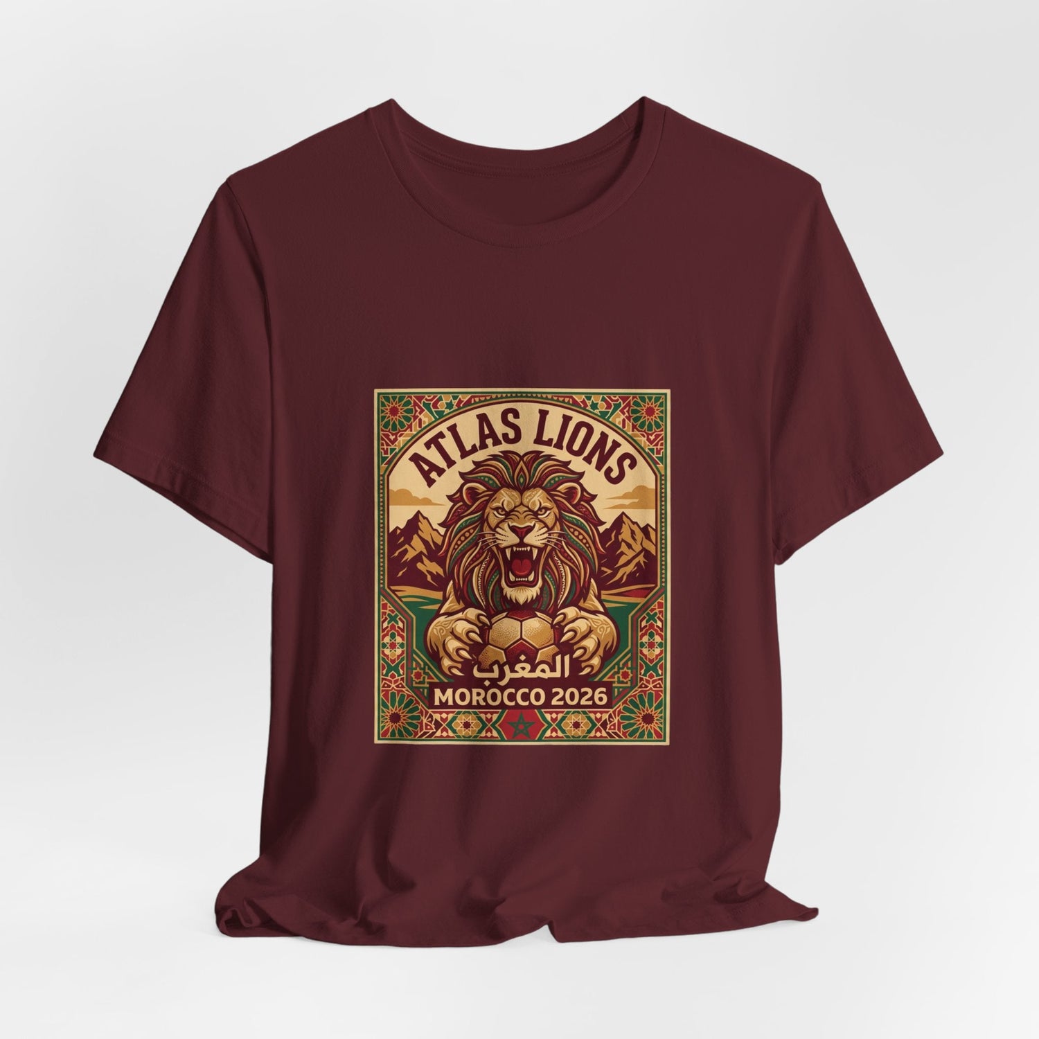 Atlas Lions Morocco 2026 Tee — Vintage Soccer Lion Graphic T-Shirt Printify