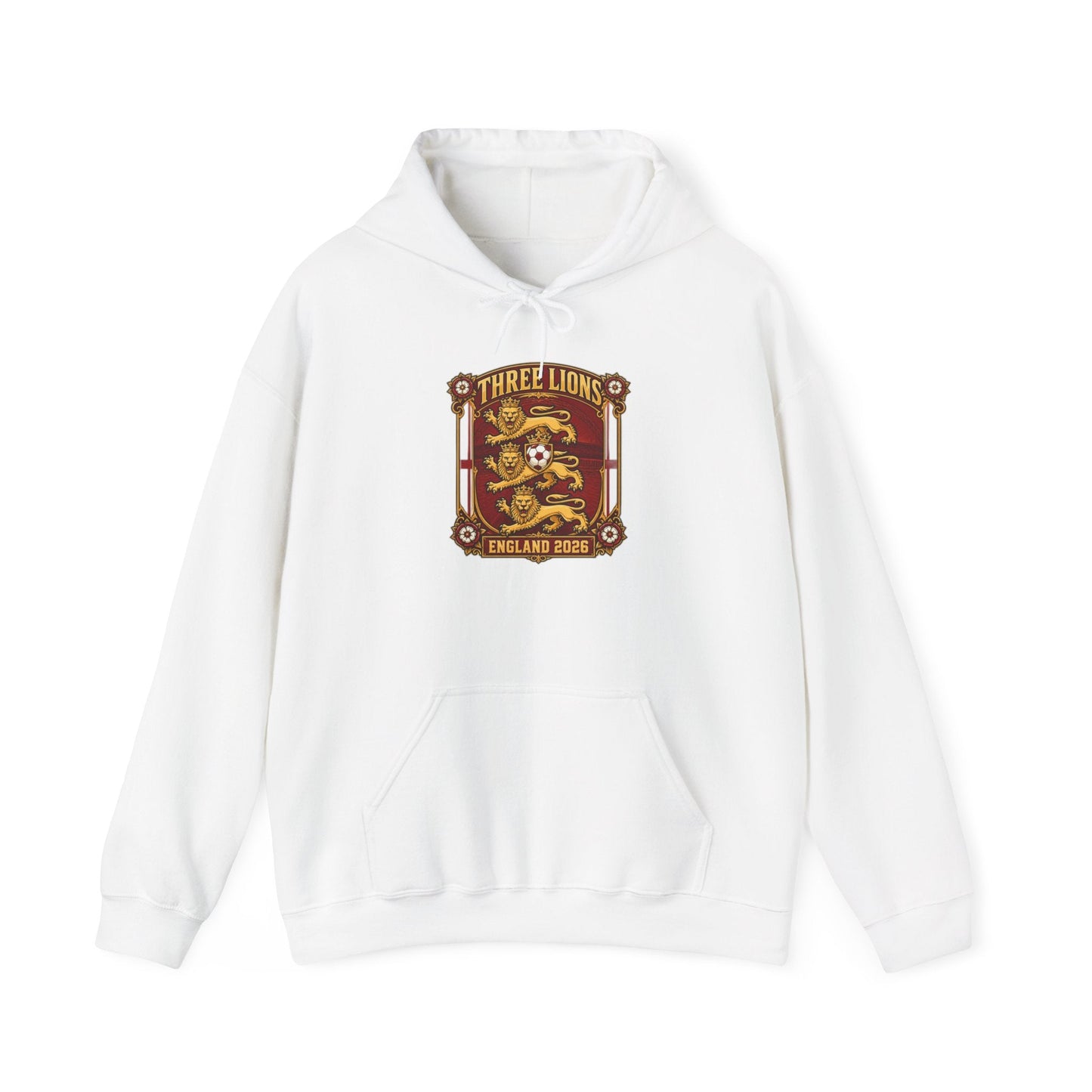 Three Lions England 2024 Hoodie — Retro Football Crest Hooded Sweatshirt Printify