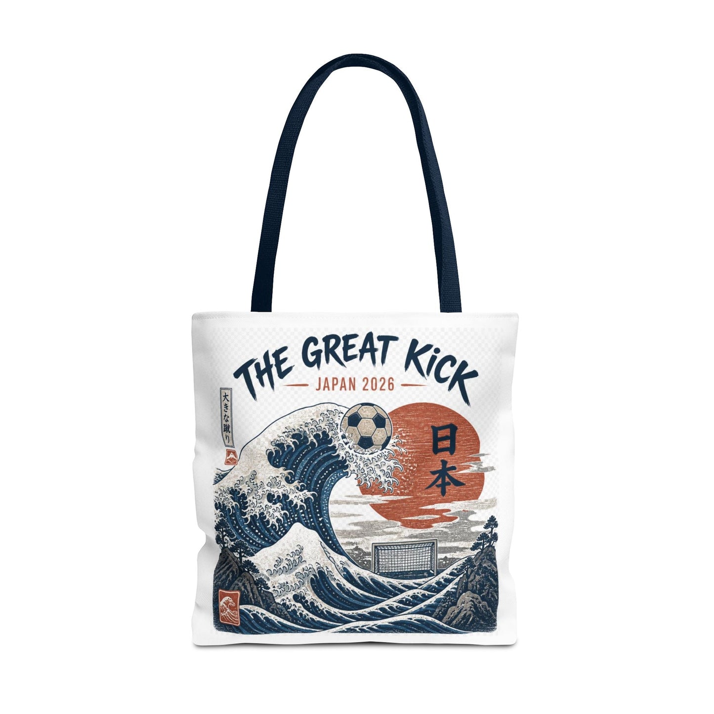 The Great Kick Japan Soccer Tote Bag — Japanese Wave Football Design Printify