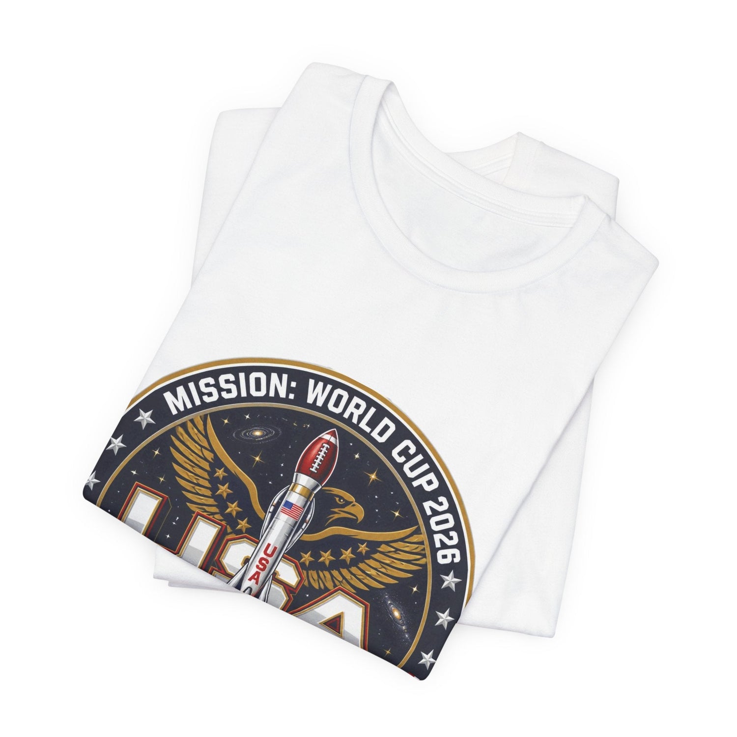 USA Rocket Mission Tee — World Cup 2024 Vintage Space Graphic T-Shirt Printify