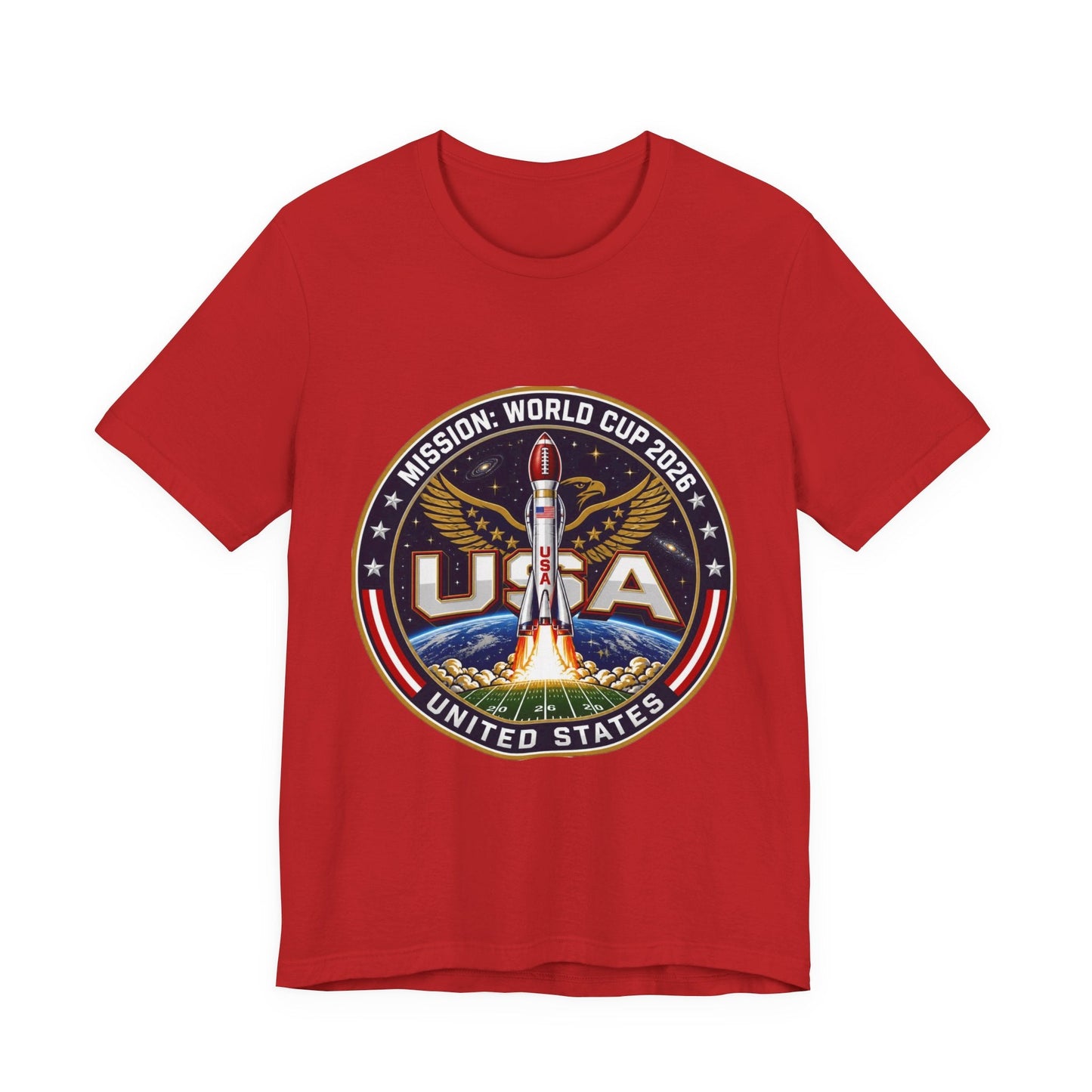 USA Rocket Mission Tee — World Cup 2024 Vintage Space Graphic T-Shirt Printify